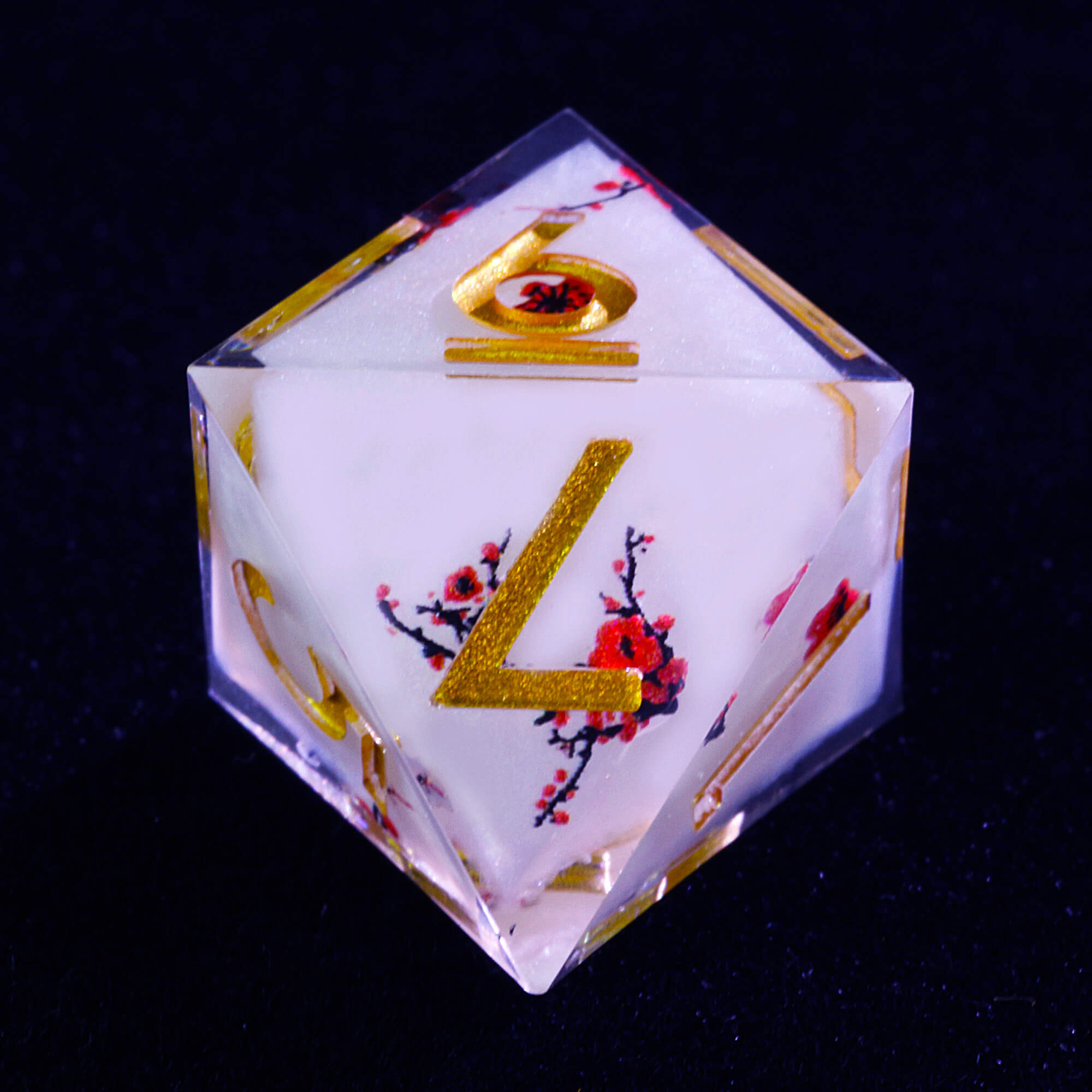 7 Polyhedral Resin Layered D&D Dice Set Plum Blossom - Dice of Dragons