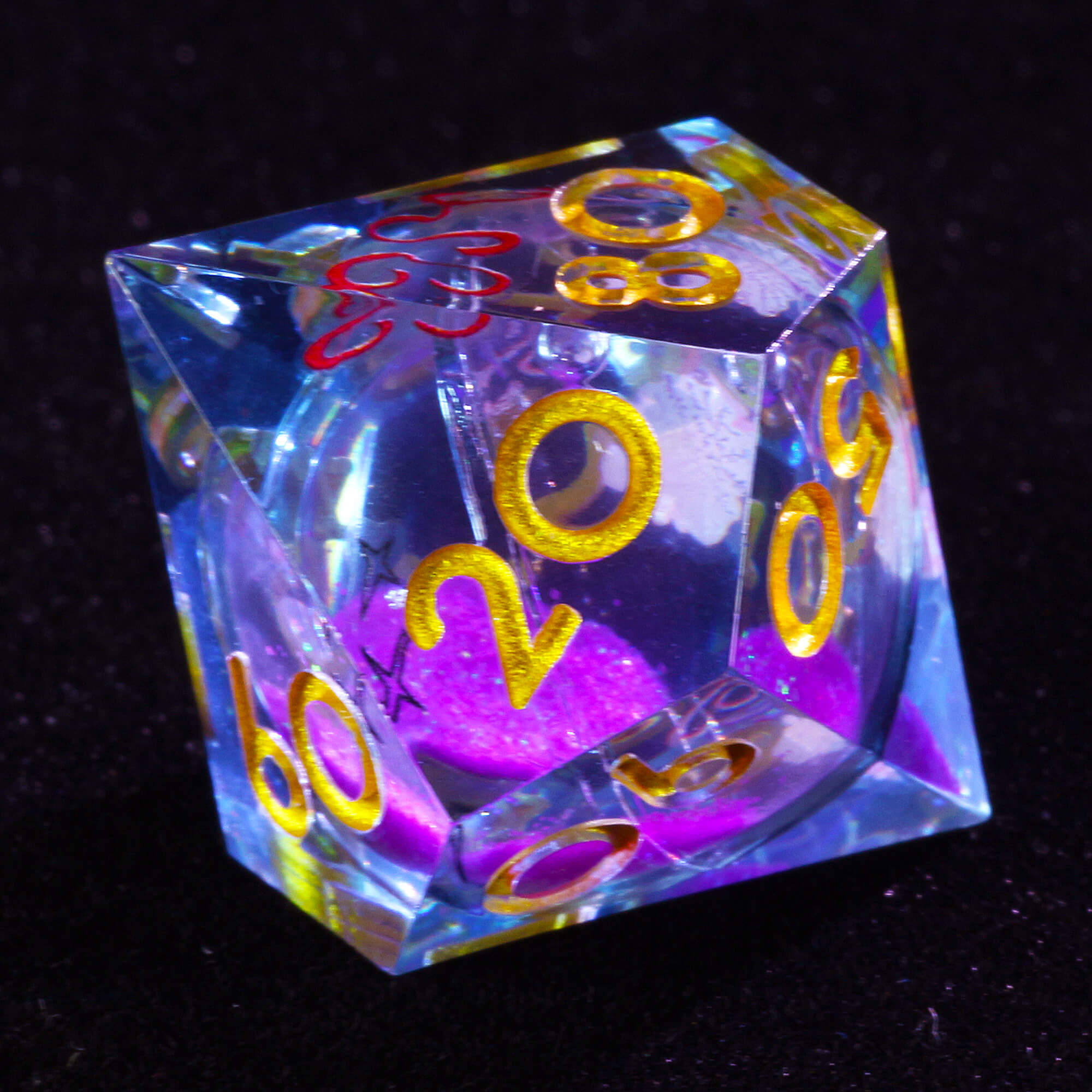 7 Polyhedral Resin Liquid Core D and D Set of Dice Butterfly - Dice of Dragons