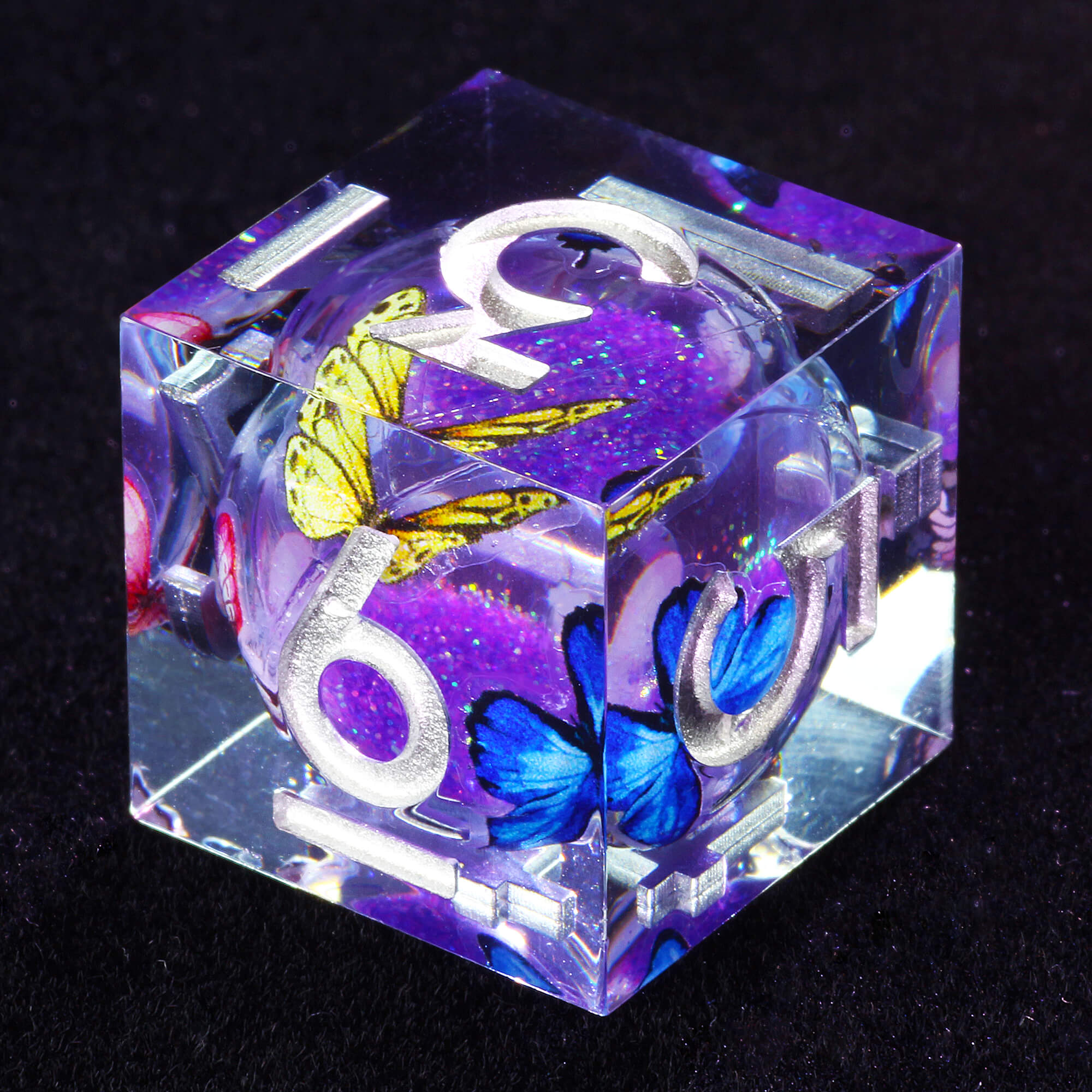 7 Polyhedral Resin Liquid Core D and D Dice Sets Butterfly - Dice of Dragons