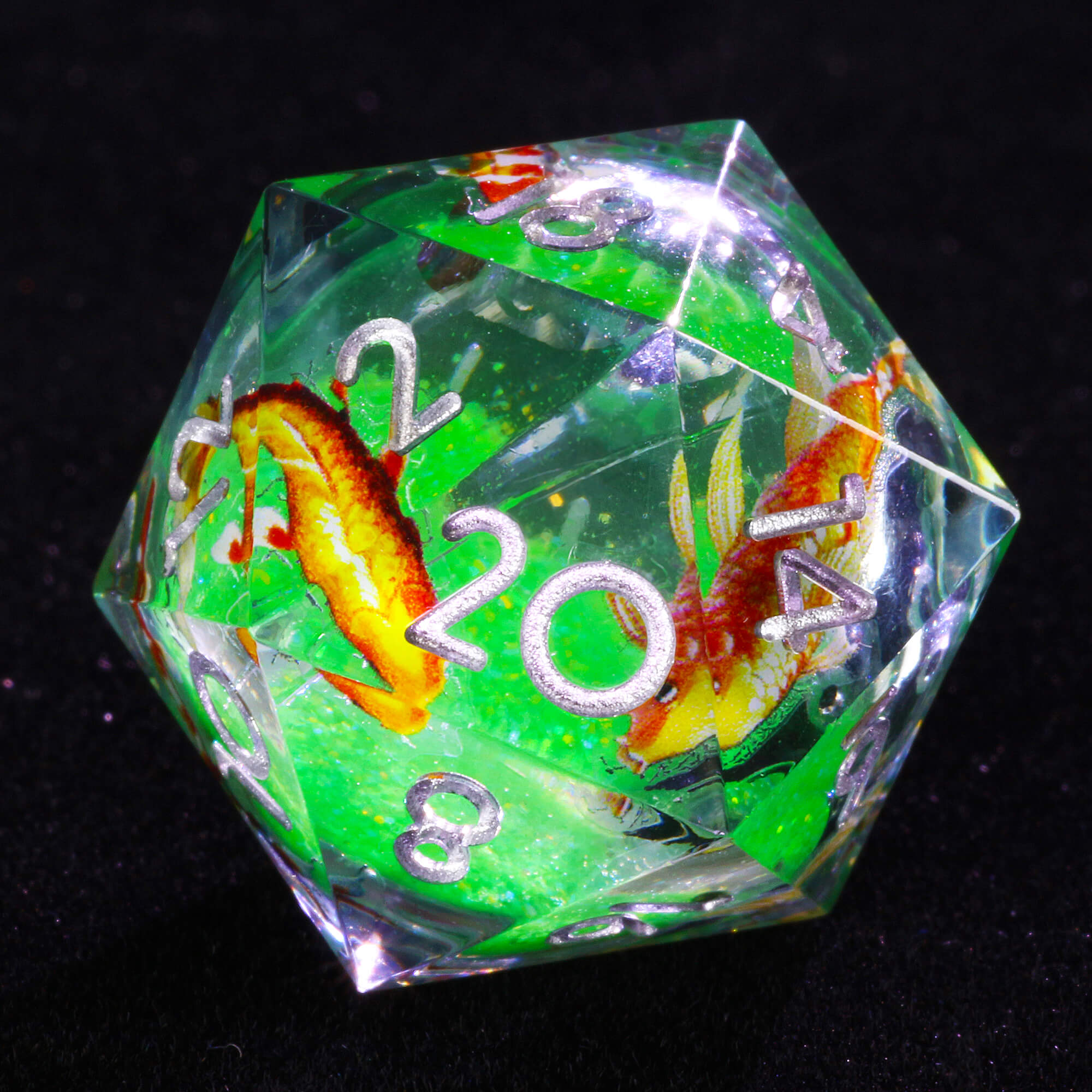 7 Polyhedral Resin Liquid Core Set of Dice DD Fish - Dice of Dragons