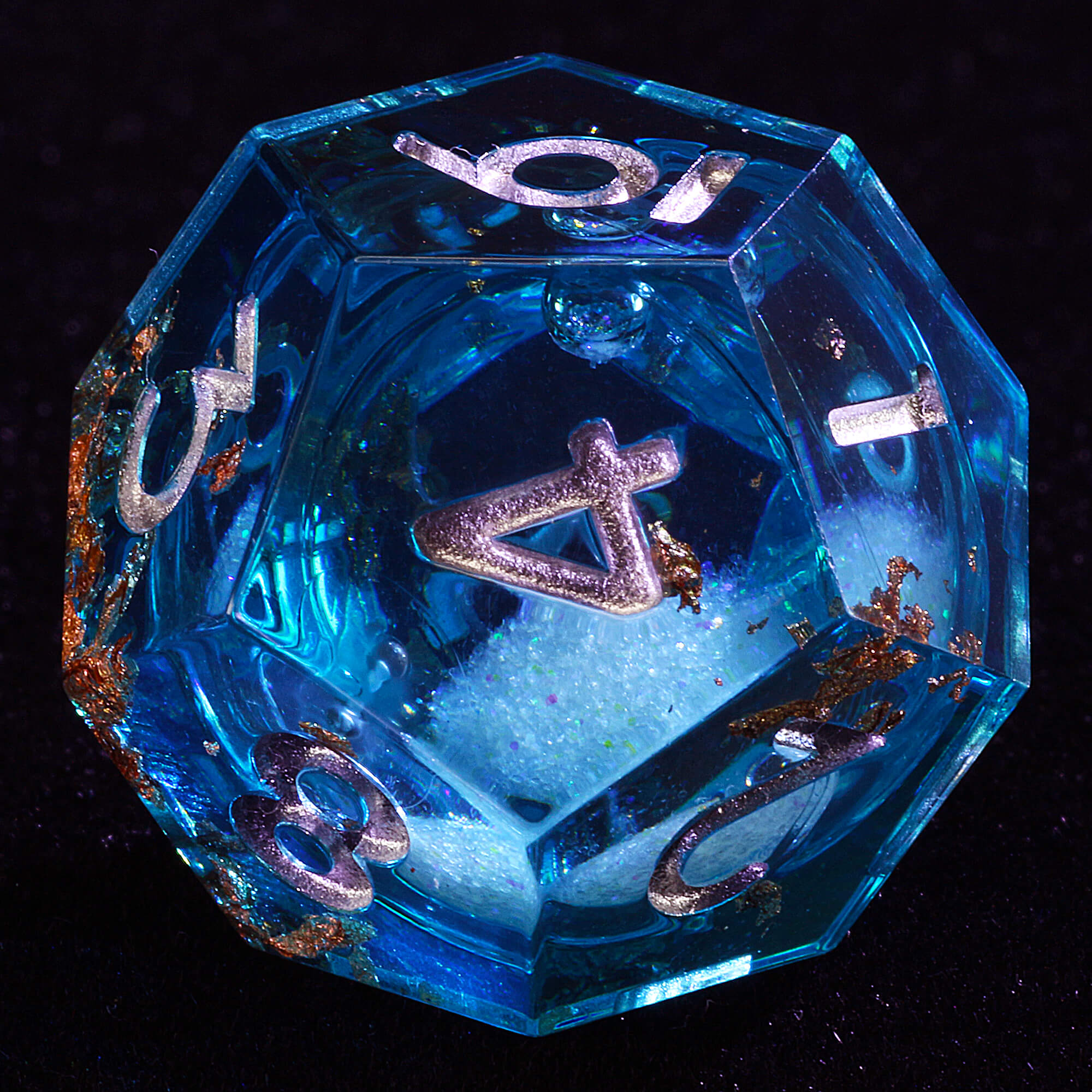 7 Polyhedral Resin Liquid Core DD Dice Set Blue - Dice of Dragons