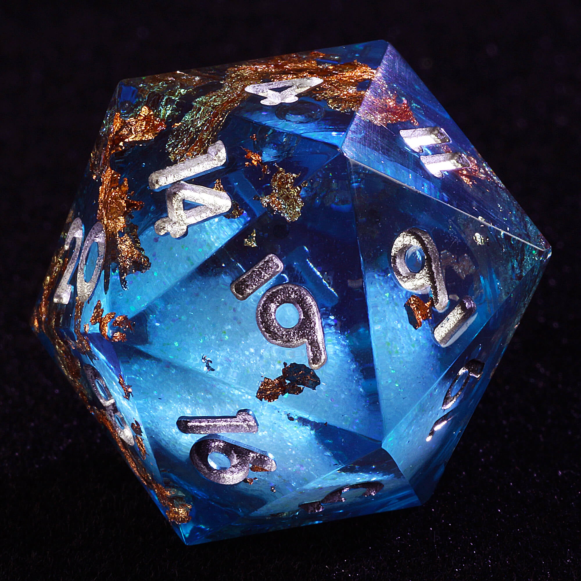 7 Polyhedral Resin Liquid Core DD Dice Set Blue - Dice of Dragons