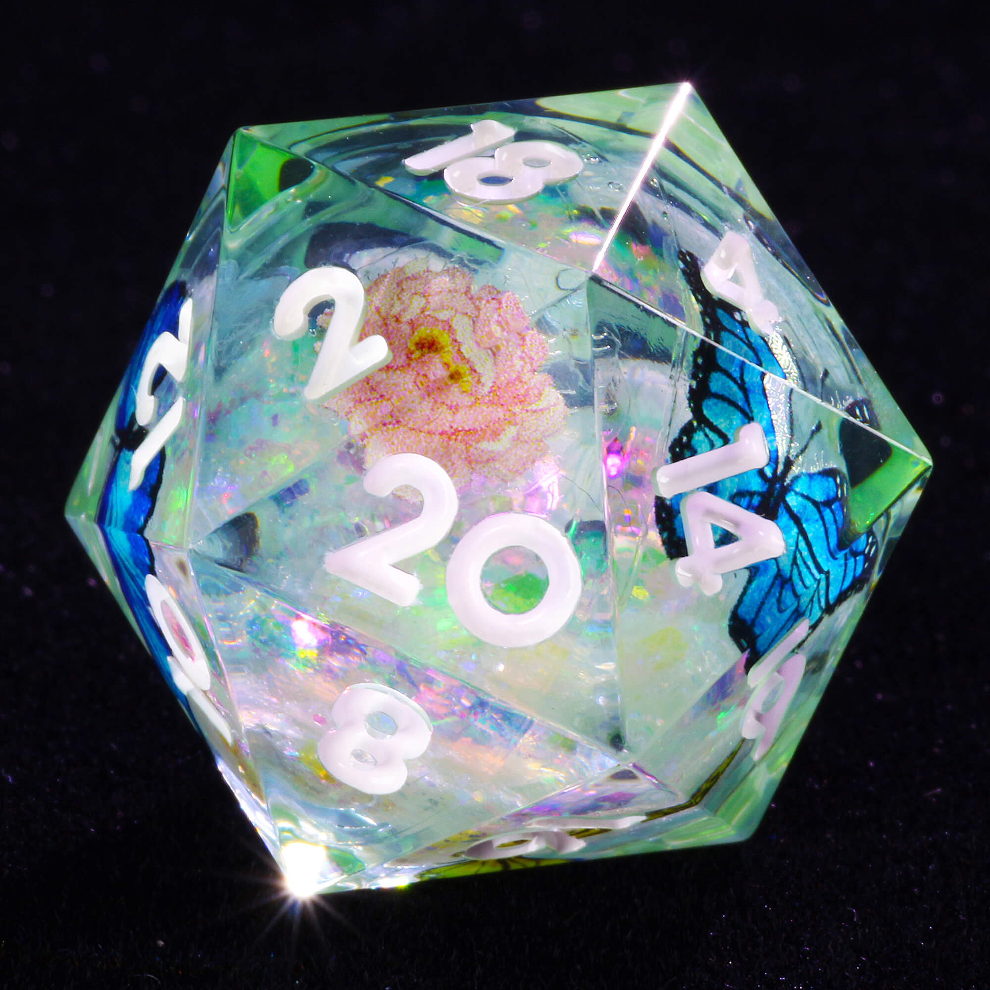 7 Polyhedral Resin Liquid Core DD Dice Set Butterfly - Dice of Dragons