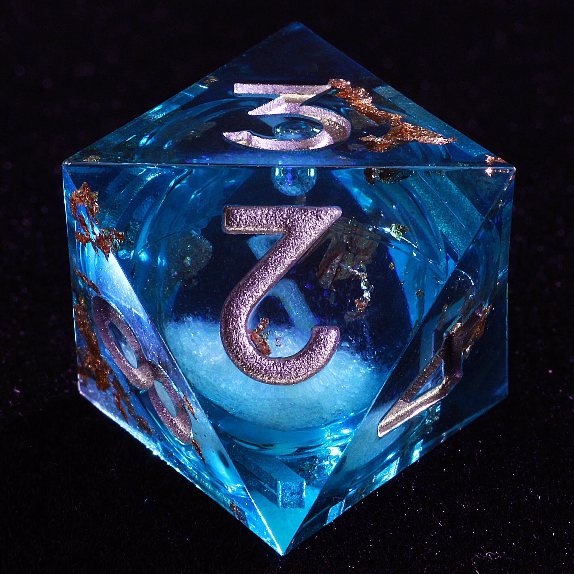 7 Polyhedral Resin Liquid Core DD Dice Set Blue - Dice of Dragons