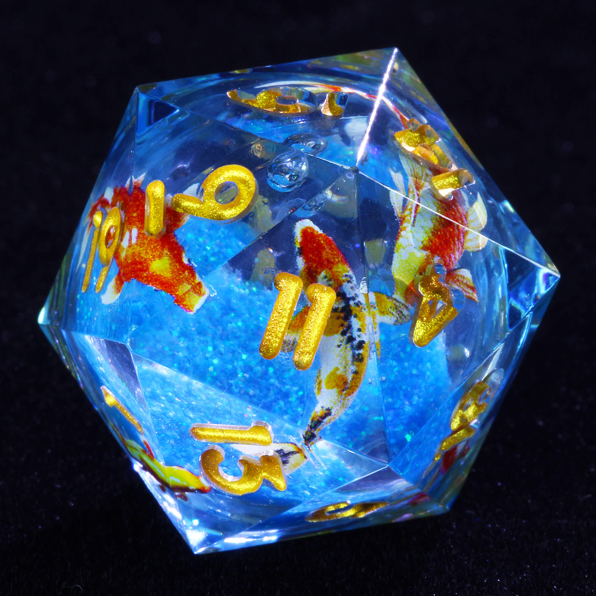 7 Polyhedral Resin Liquid Core Die Dice Set D&D Fish - Dice of Dragons