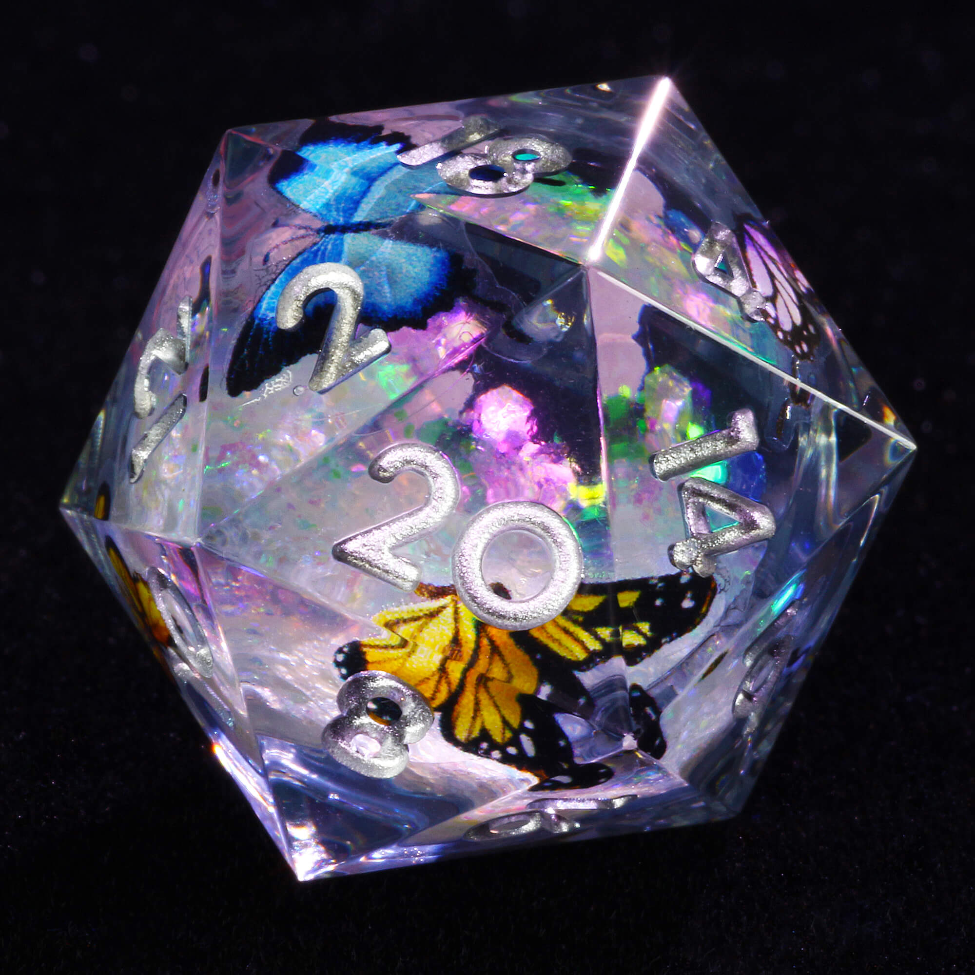 7 Polyhedral Resin Liquid Core Die Dice Set DnD Butterfly - Dice of Dragons