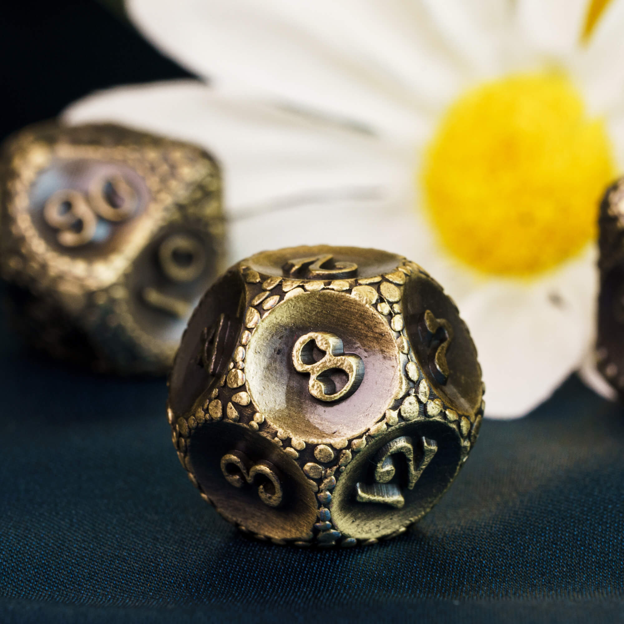 7 Stone Polyhedral Metal Dice Set D&D Bronze - Dice of Dragons