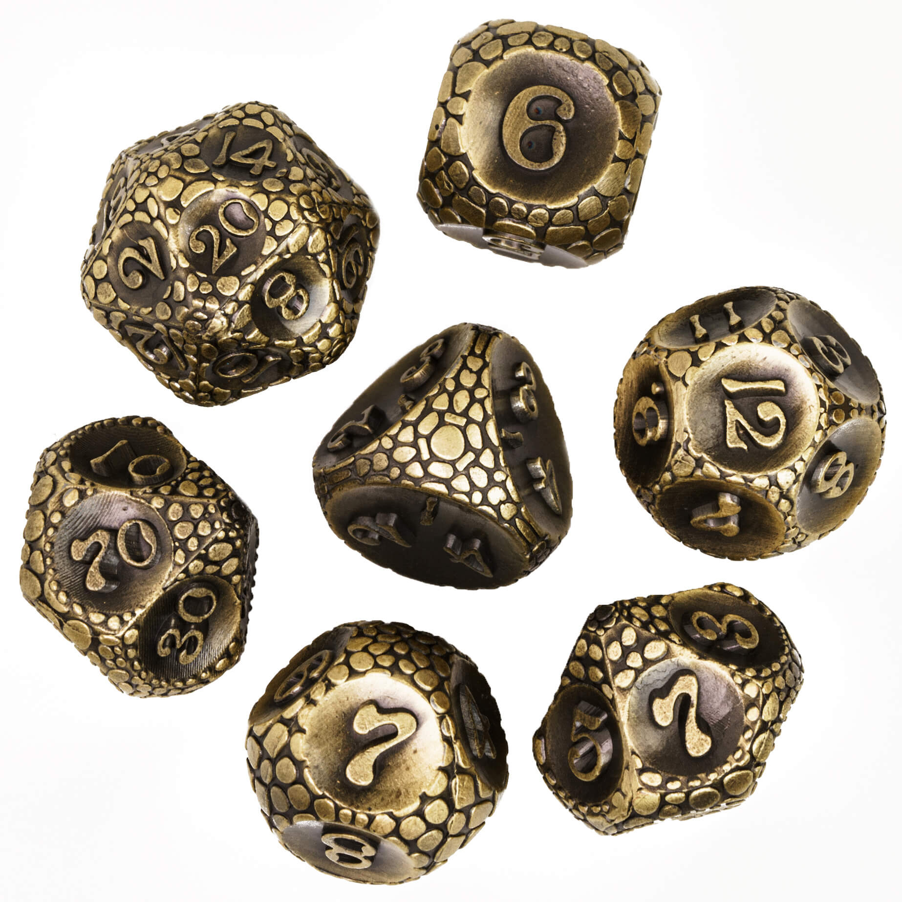 7 Stone Polyhedral Metal Dice Set D&D Bronze - Dice of Dragons