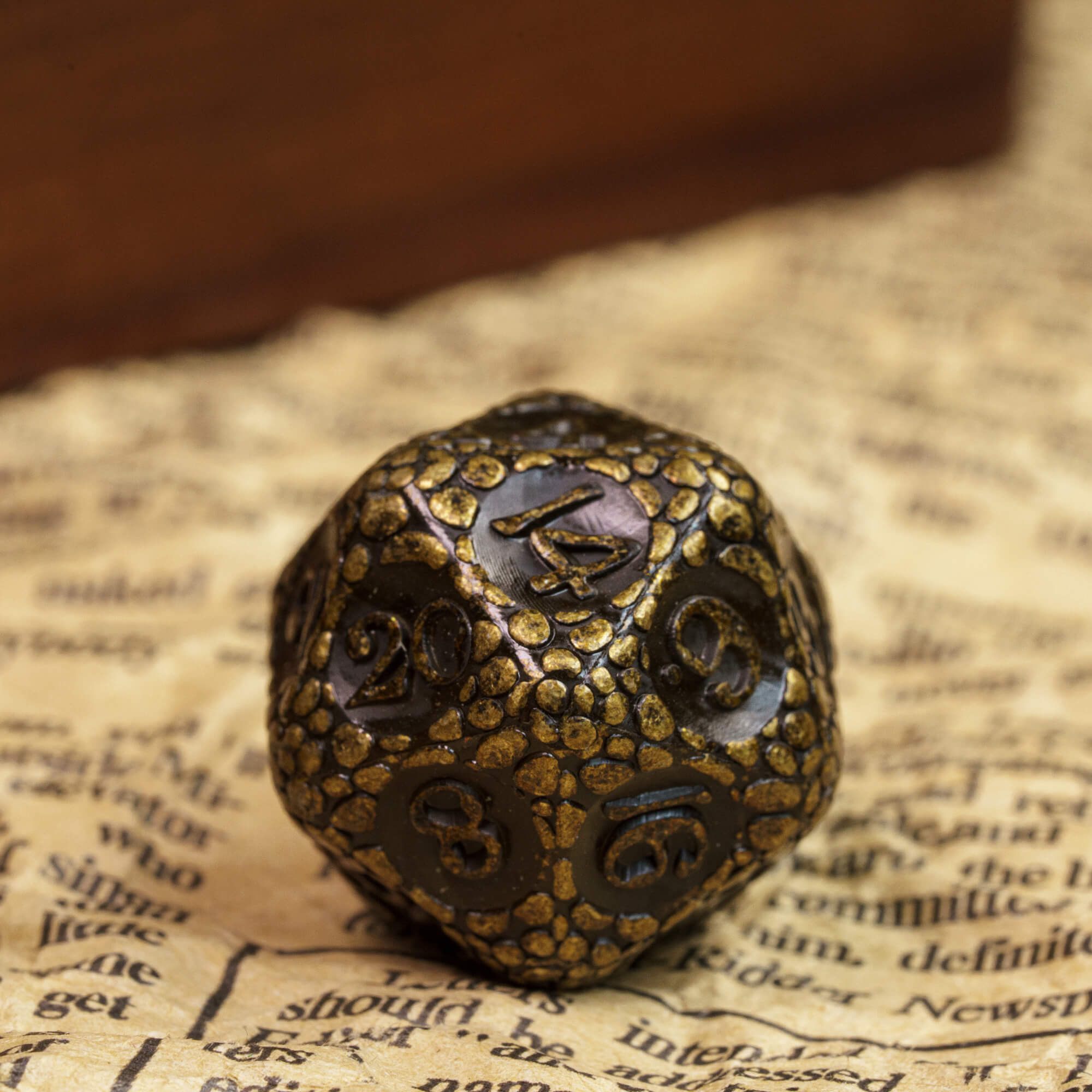 7 Stone Polyhedral Metal DnD Dice Set Bronze - Dice of Dragons