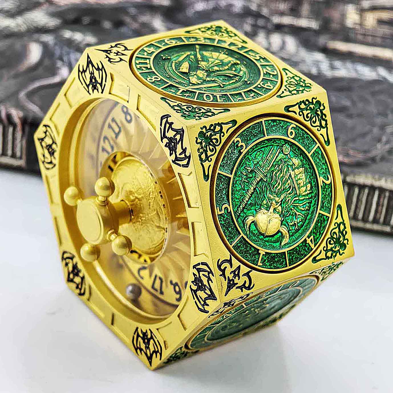 7 in 1 Odin and the Raven Bat Cthulhu Dragon Metal DnD Roulette Wheel Dice 8-sided - Dice of Dragons
