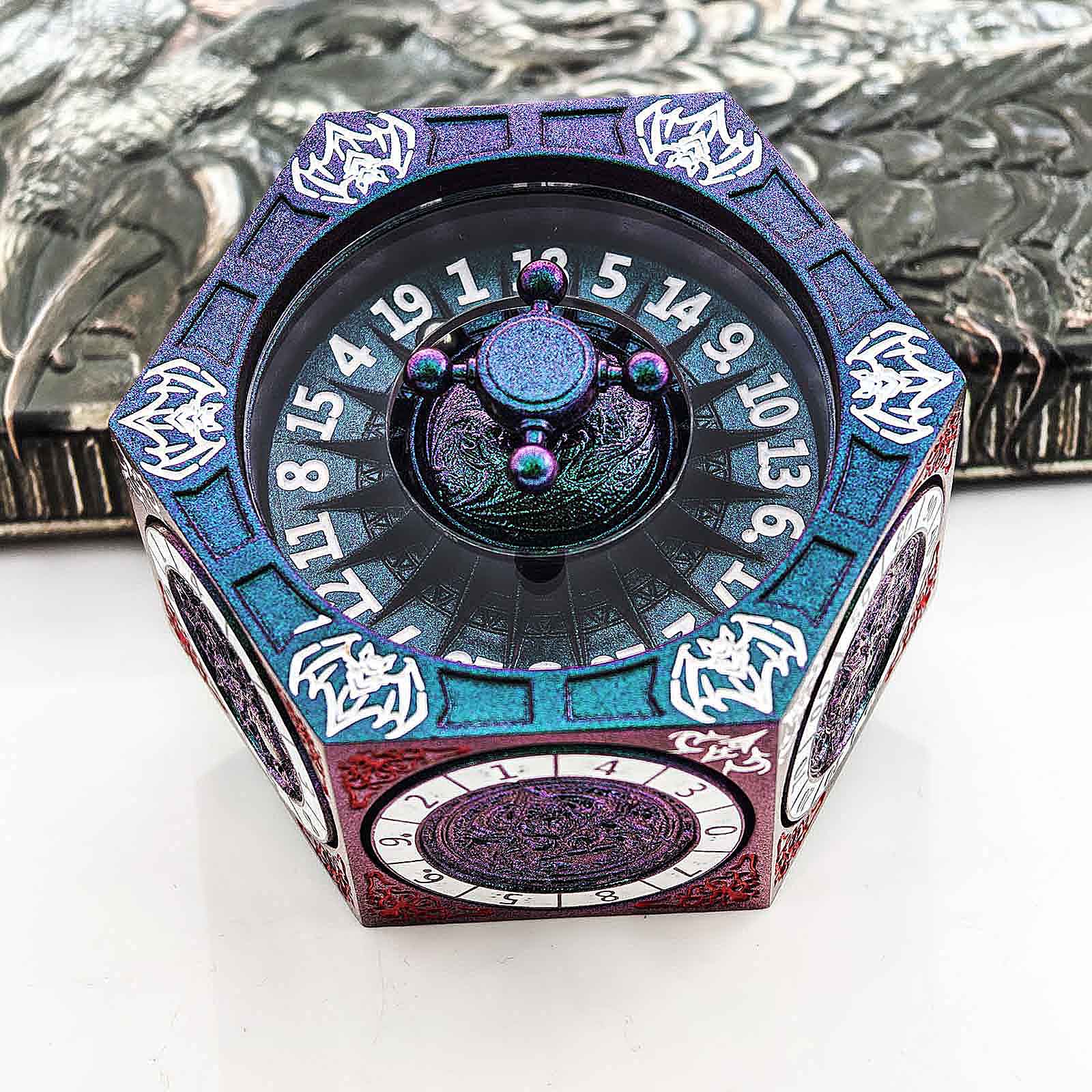 7 in 1 Odin and the Raven Bat Cthulhu Dragon Metal DnD Roulette Wheel Dice 8-sided - Dice of Dragons