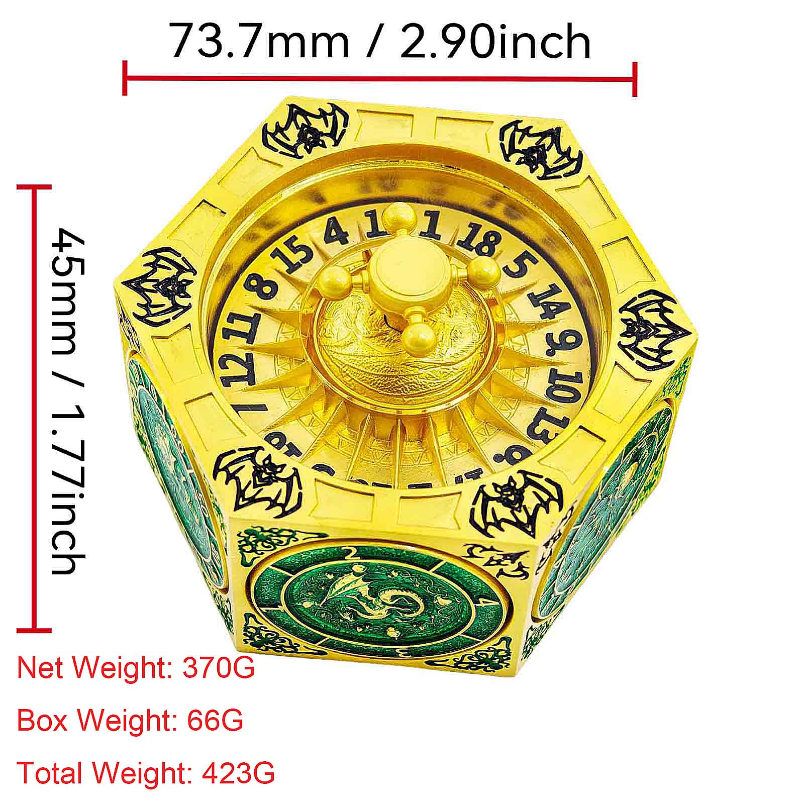 7 in 1 Odin and the Raven Bat Cthulhu Dragon Metal DnD Roulette Wheel Dice 8-sided - Dice of Dragons