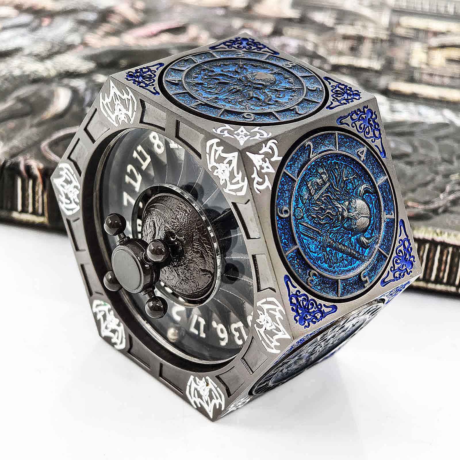 7 in 1 Odin and the Raven Bat Cthulhu Dragon Metal DnD Roulette Wheel Dice 8-sided - Dice of Dragons