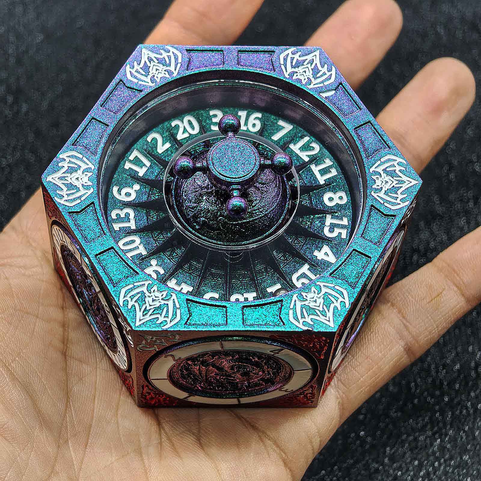 7 in 1 Odin and the Raven Bat Cthulhu Dragon Metal DnD Roulette Wheel Dice 8-sided - Dice of Dragons