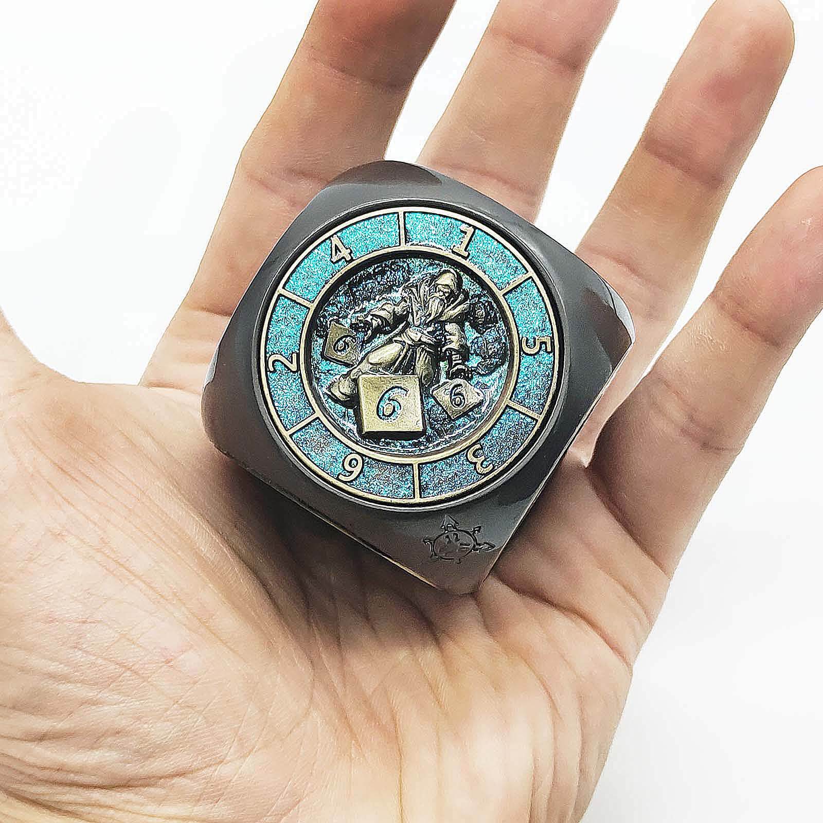 7 in 1 Rounded Cube 6-sided Rotating DND Metal Dice