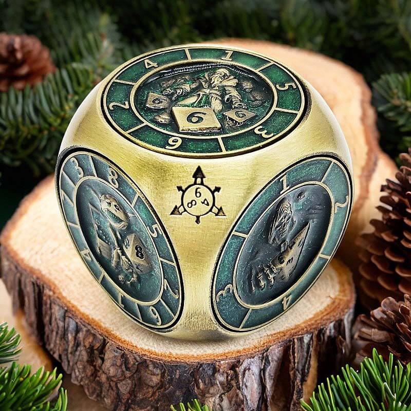 7 in 1 Rounded Cube 6-sided Rotating DND Metal Dice