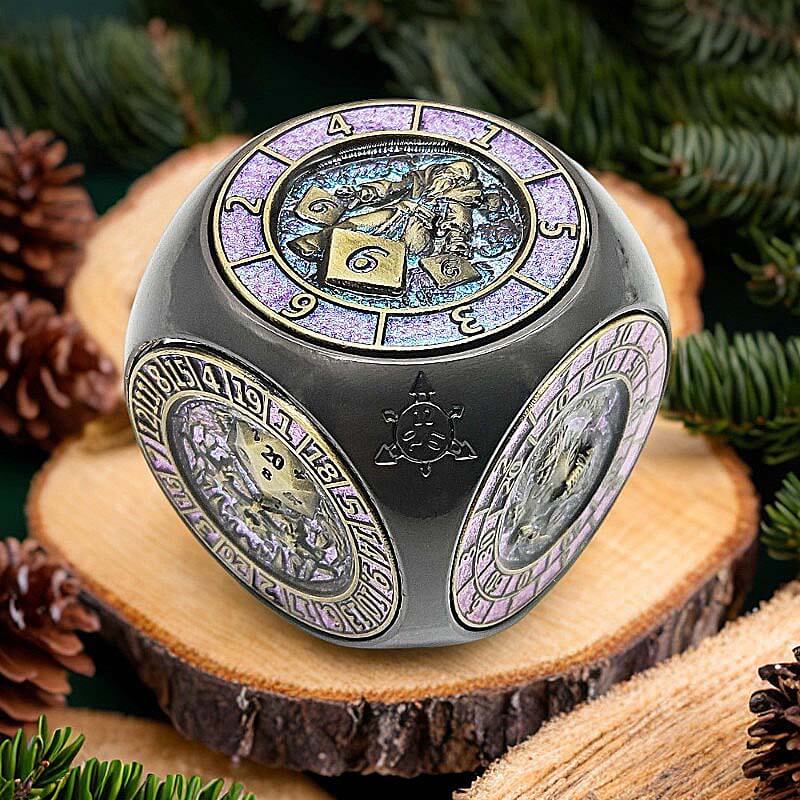 7 in 1 Rounded Cube 6-sided Rotating DND Metal Dice