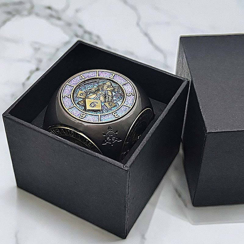 7 in 1 Rounded Cube 6-sided Rotating DND Metal Dice