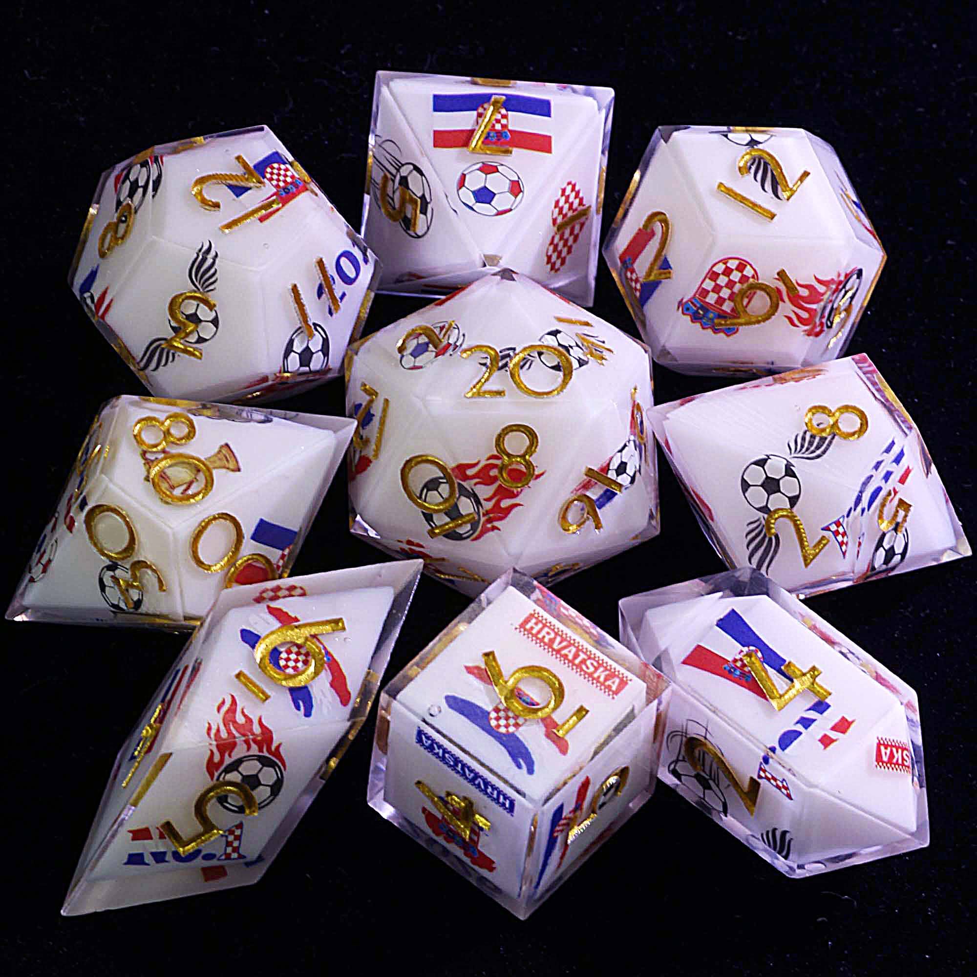 9 Football D and D Dice Set Soccer Croatia - Dice of Dragons