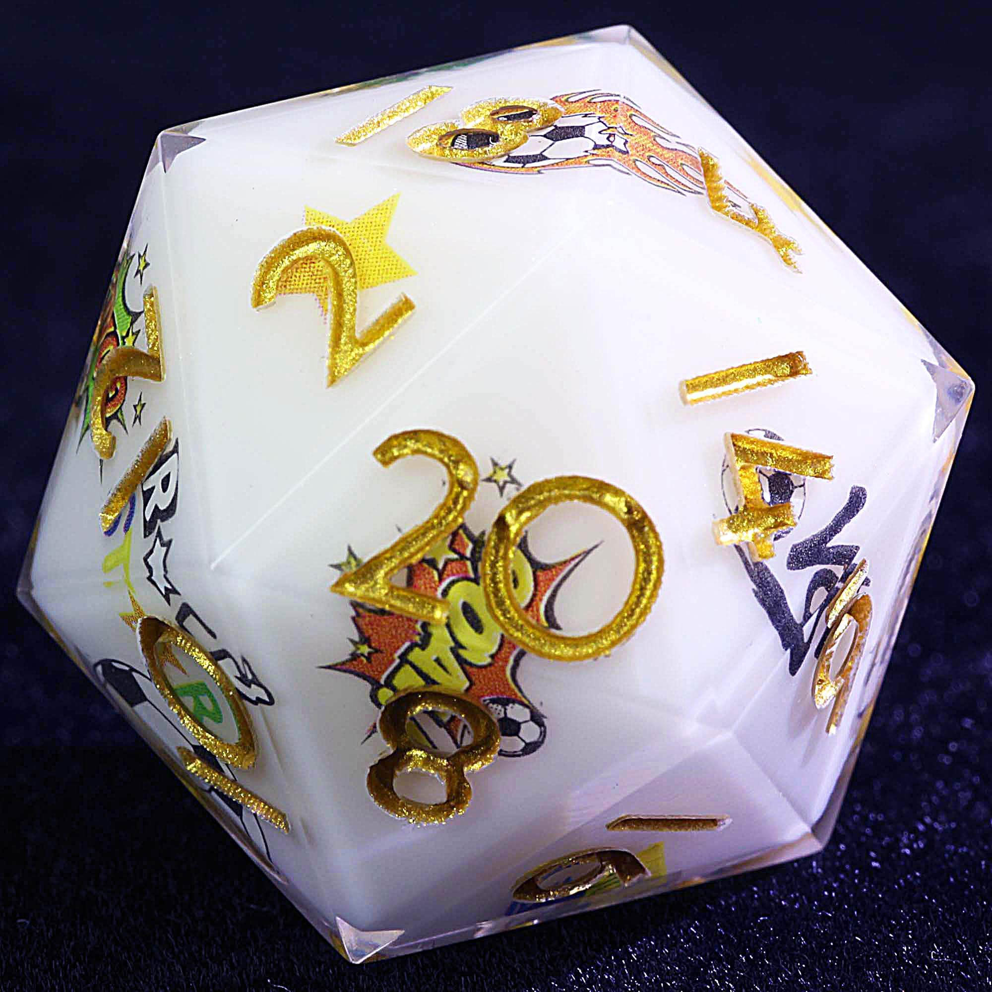 9 Football Set of DnD Dice Soccer Black White Panel - Dice of Dragons