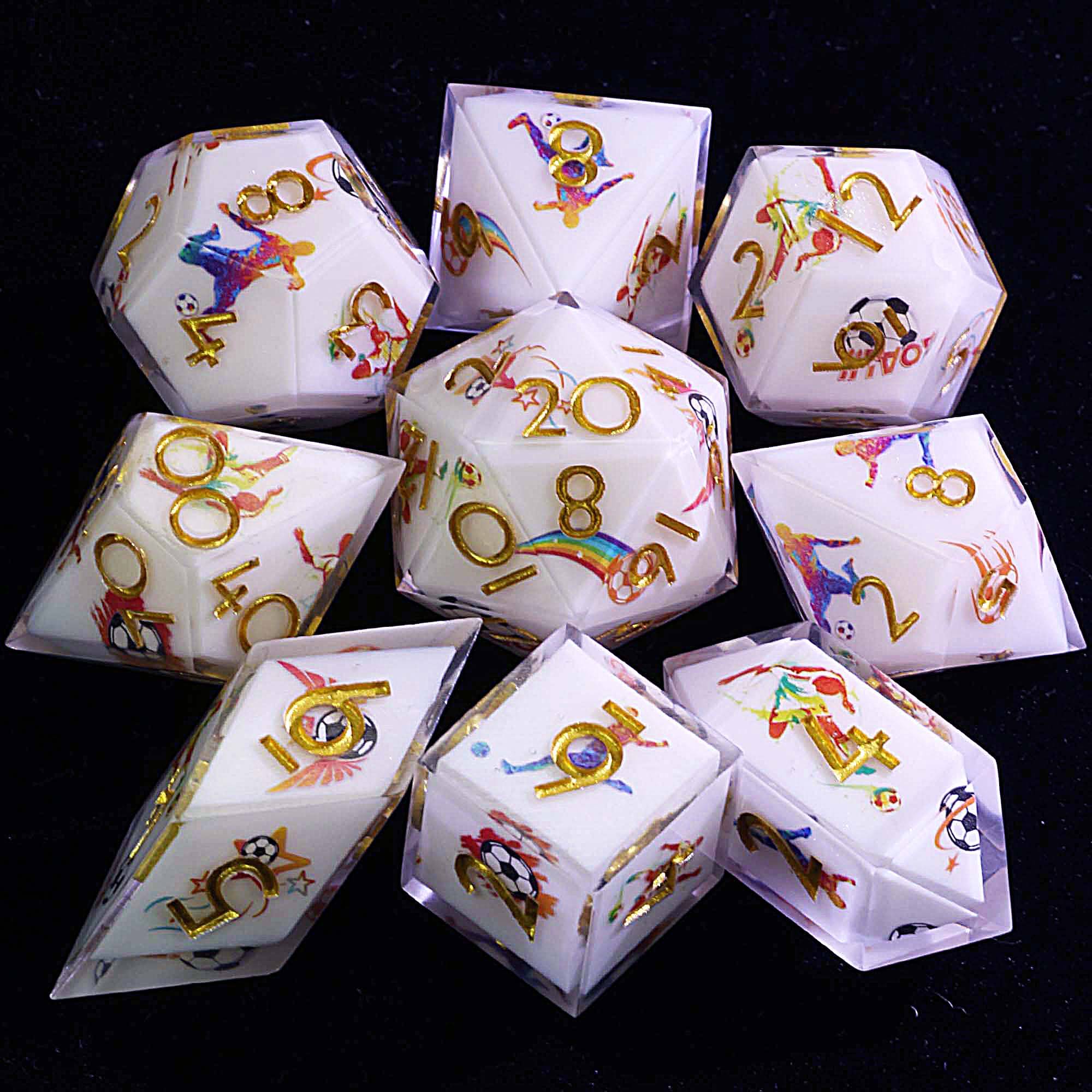 9 Football DD Dice Set Soccer Trophy Path - Dice of Dragons
