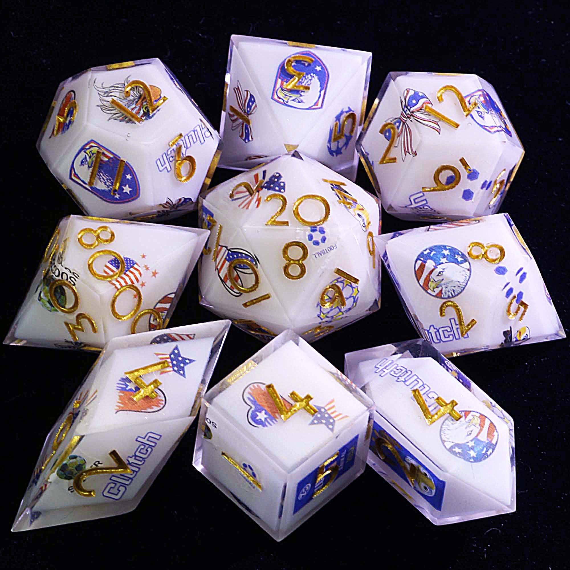 9 Football Dice Set DnD Soccer America - Dice of Dragons
