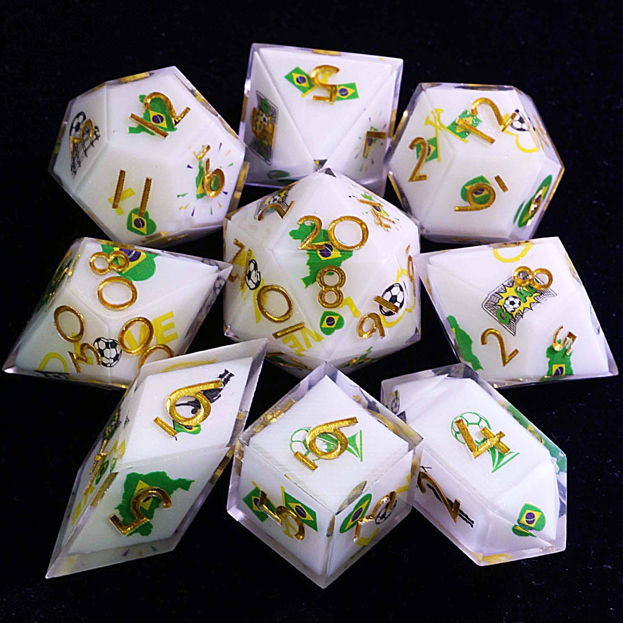 9 Football Set of D and D Dice Soccer Brazil