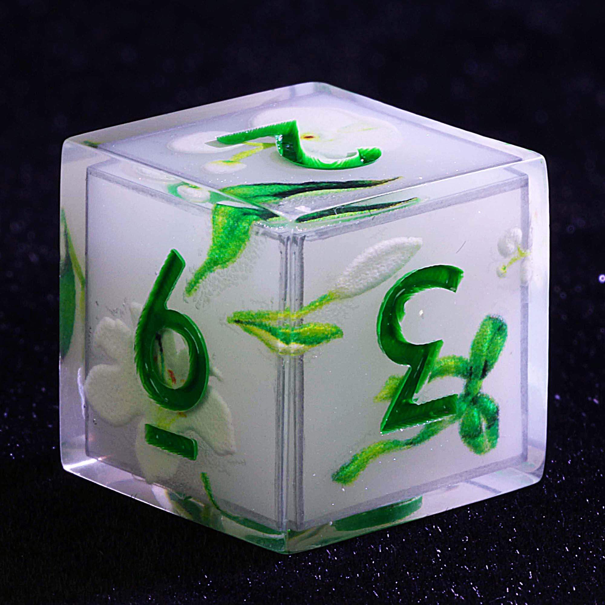 9 Polyhedral D and D Sets Dice Moonlight White Garden - Dice of Dragons