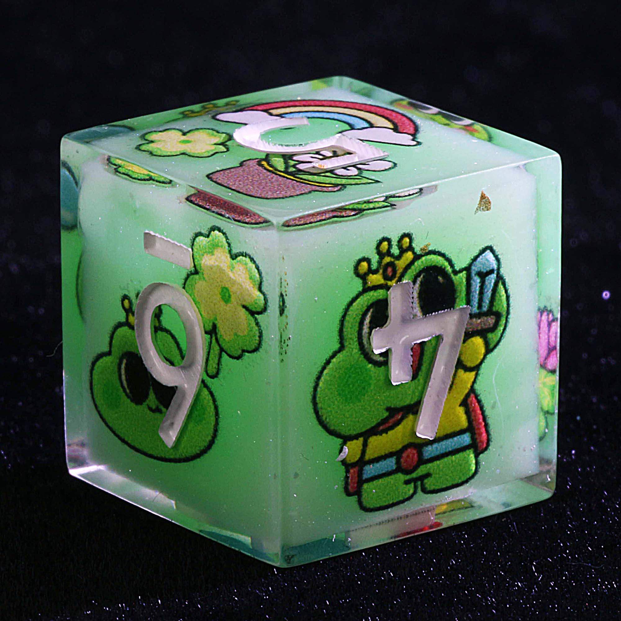9 Polyhedral D&D Set Dice Royal Frog Lucky - Dice of Dragons