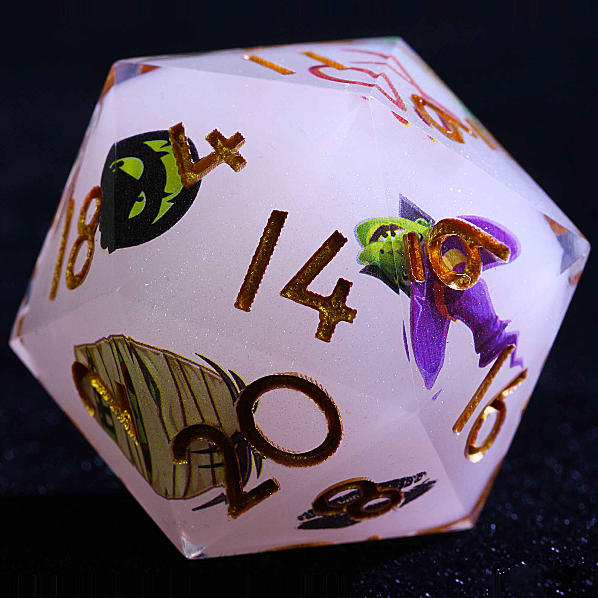 Halloween 9 Polyhedral Resin D and D Sets Dice Grinning Ghoul Candy - Dice of Dragons