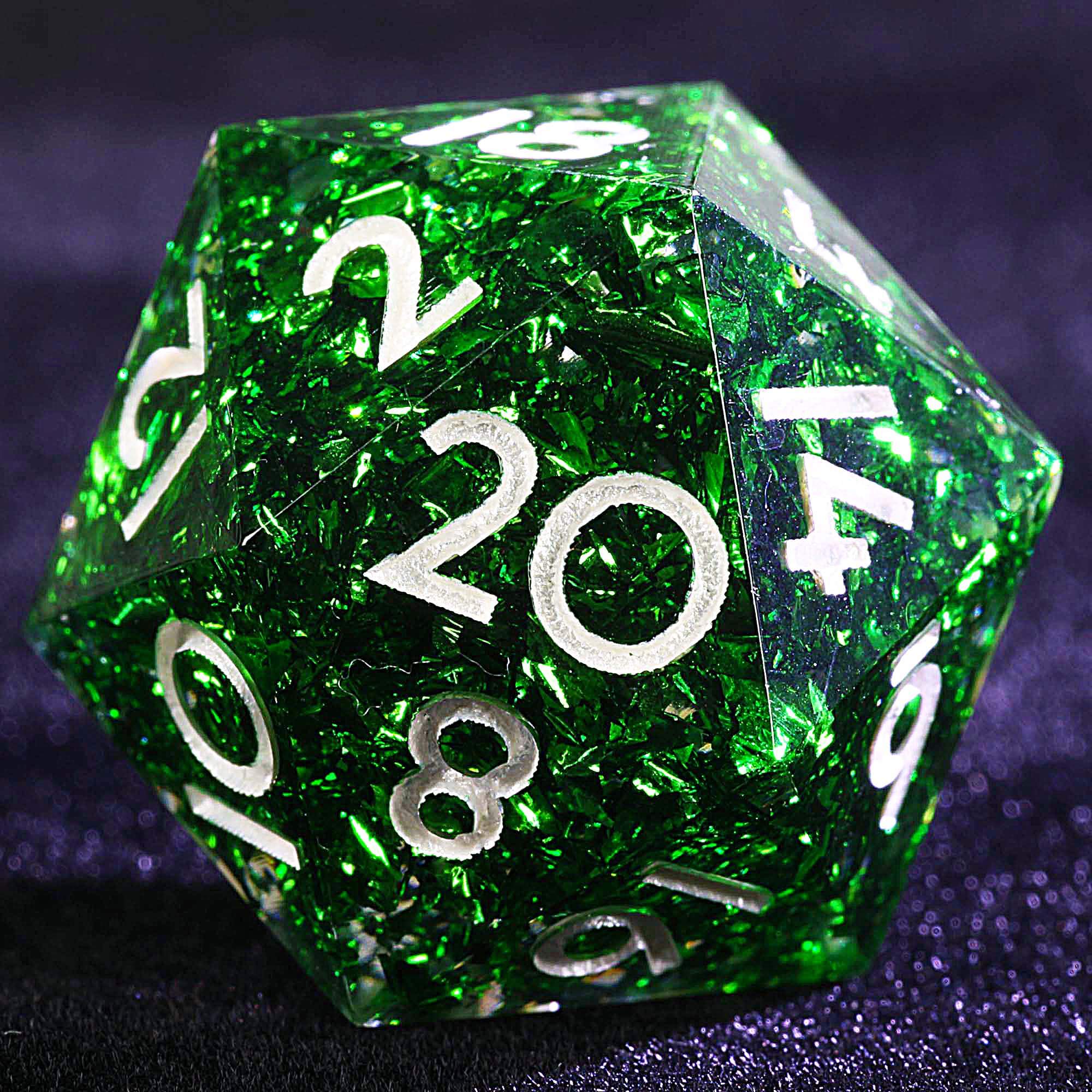 9 Polyhedral Resin D and D Set Dice Peacock Green Foil