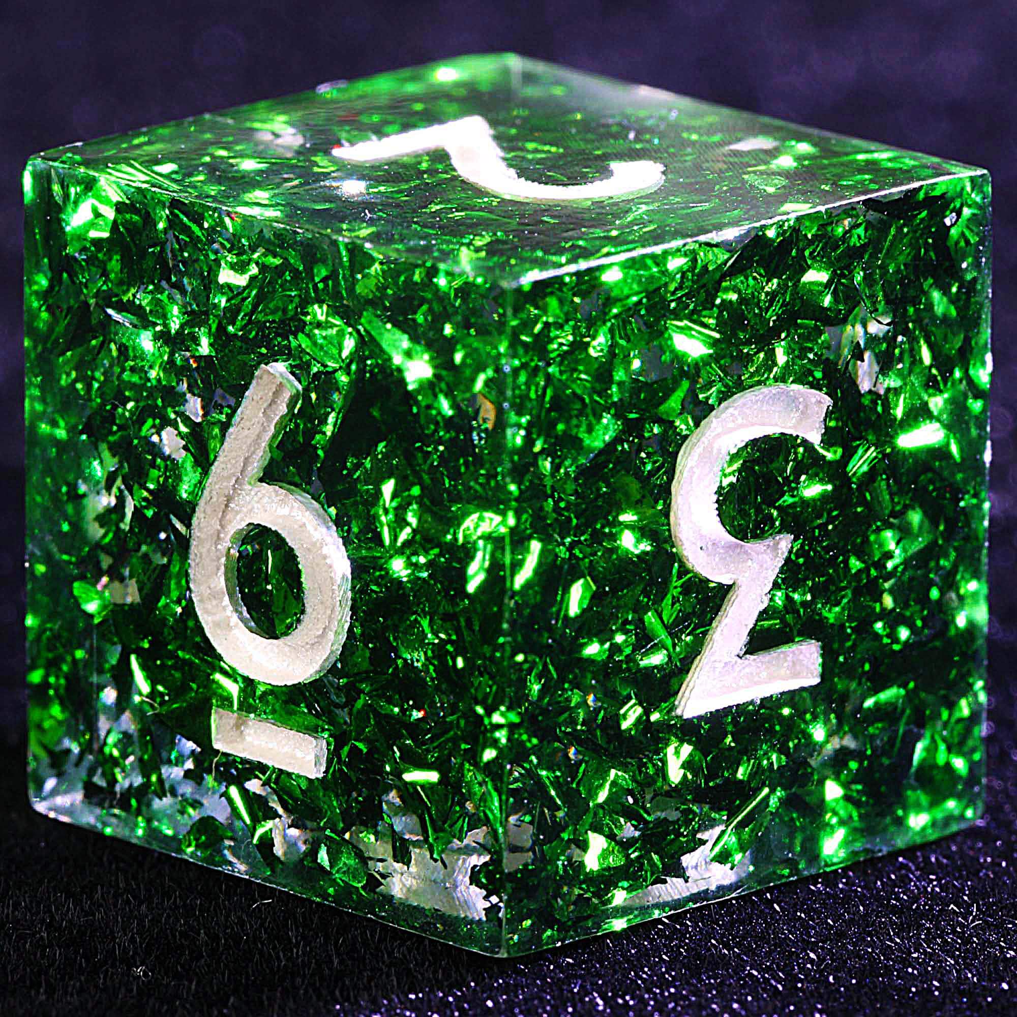 9 Polyhedral Resin D and D Set Dice Peacock Green Foil