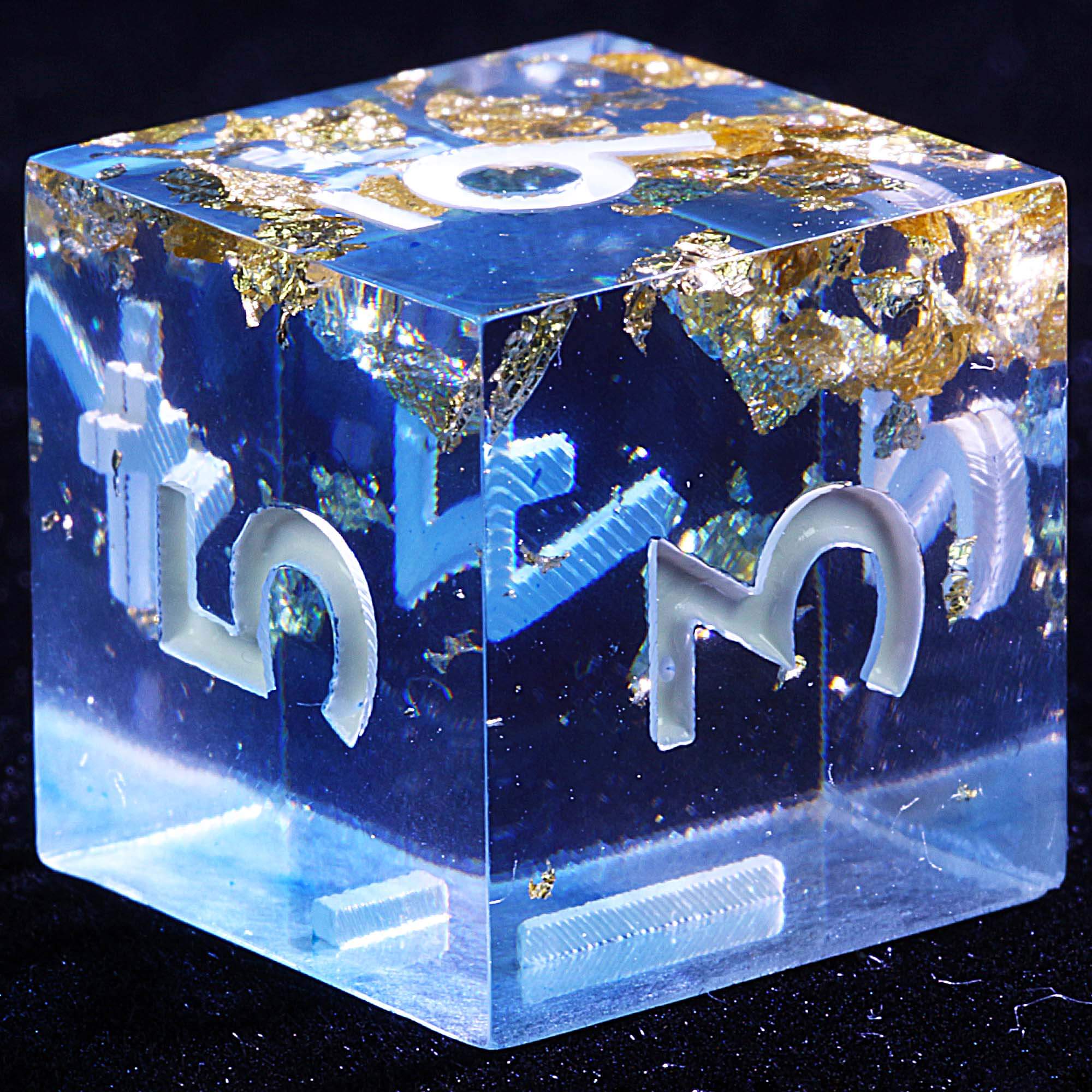9 Polyhedral Resin D and D Sets of Dice Azure Gold Oath - Dice of Dragons