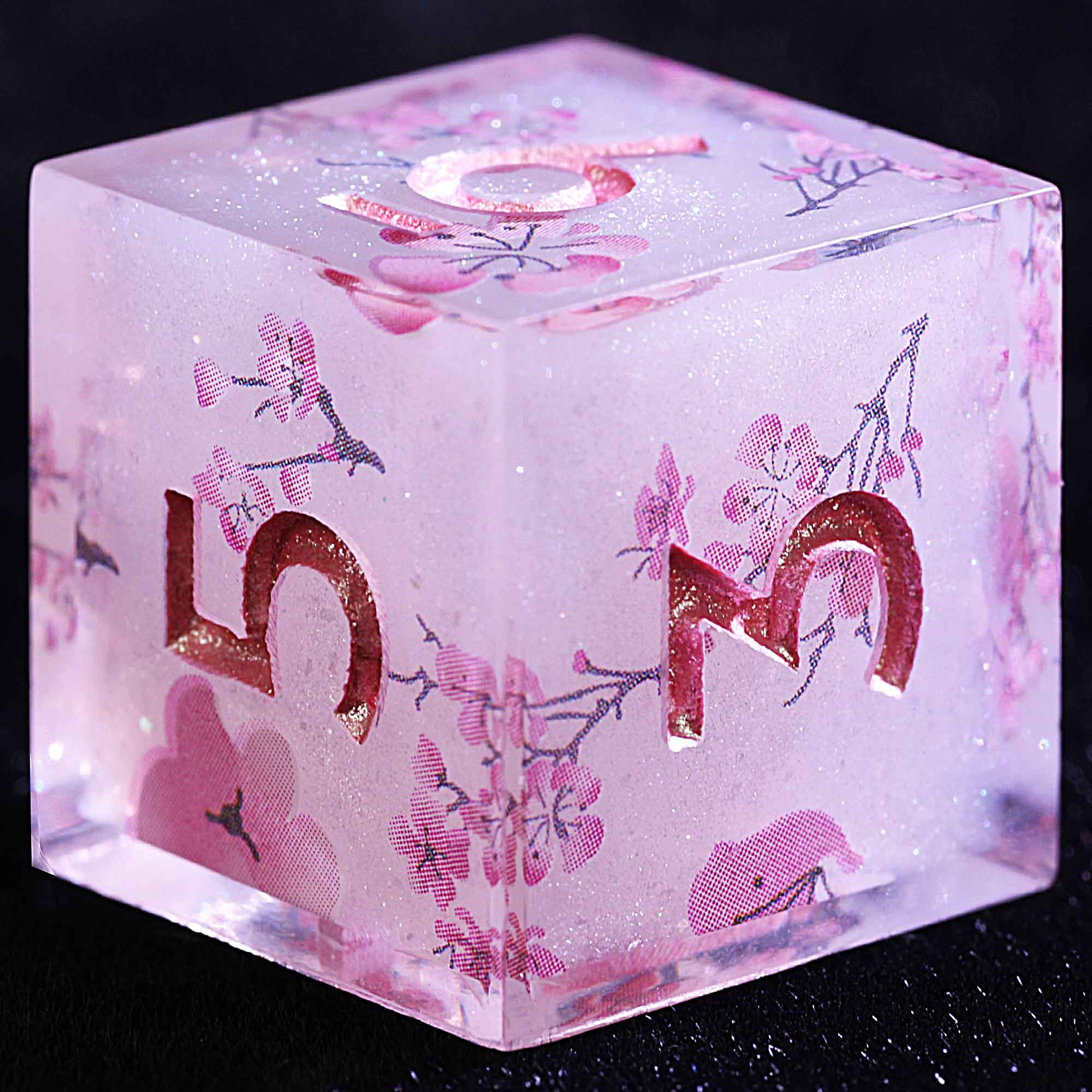 9 Polyhedral Resin D and D Dice Set Blossom Veil Petal