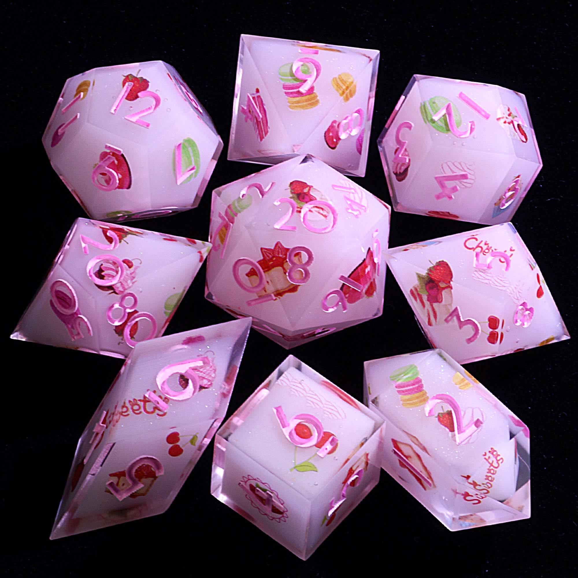 9 Polyhedral Resin D and D set of Dice Sugar Rush Decree - Dice of Dragons
