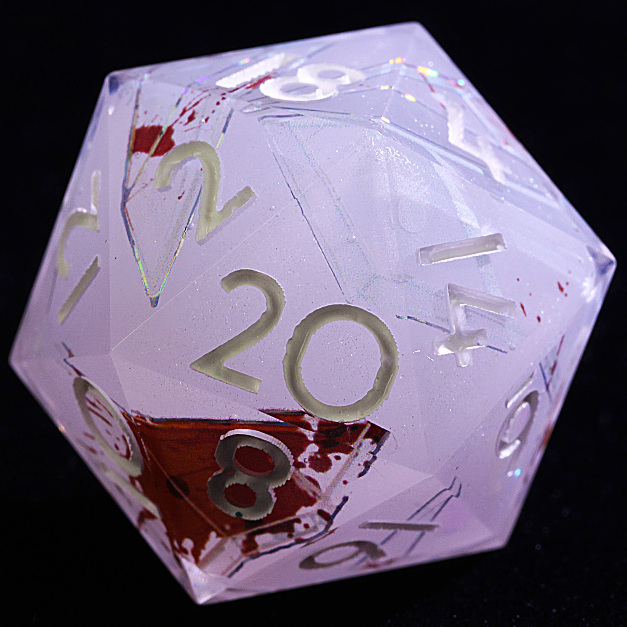 9 Polyhedral Resin Set D and D Dice Broken Blood Glass - Dice of Dragons