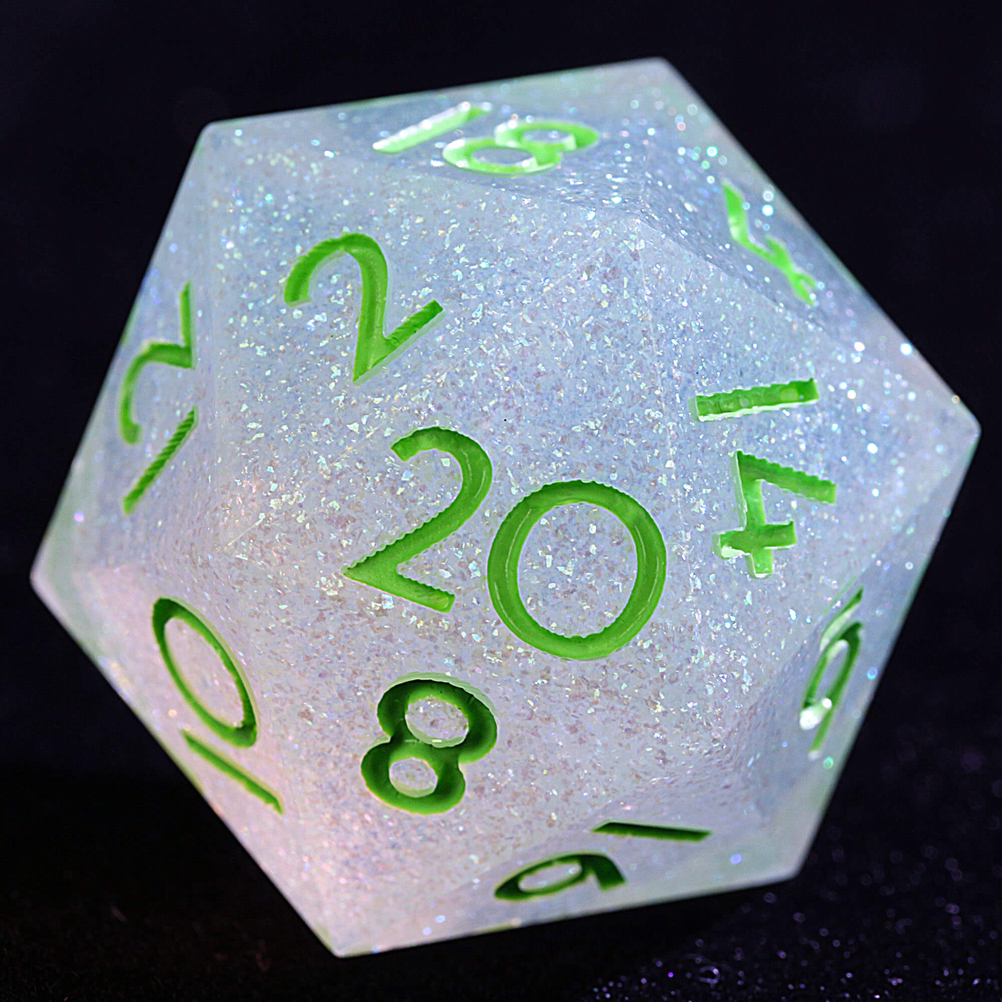 9 Polyhedral Resin Set Dice D and D Dreamy Star River Green - Dice of Dragons
