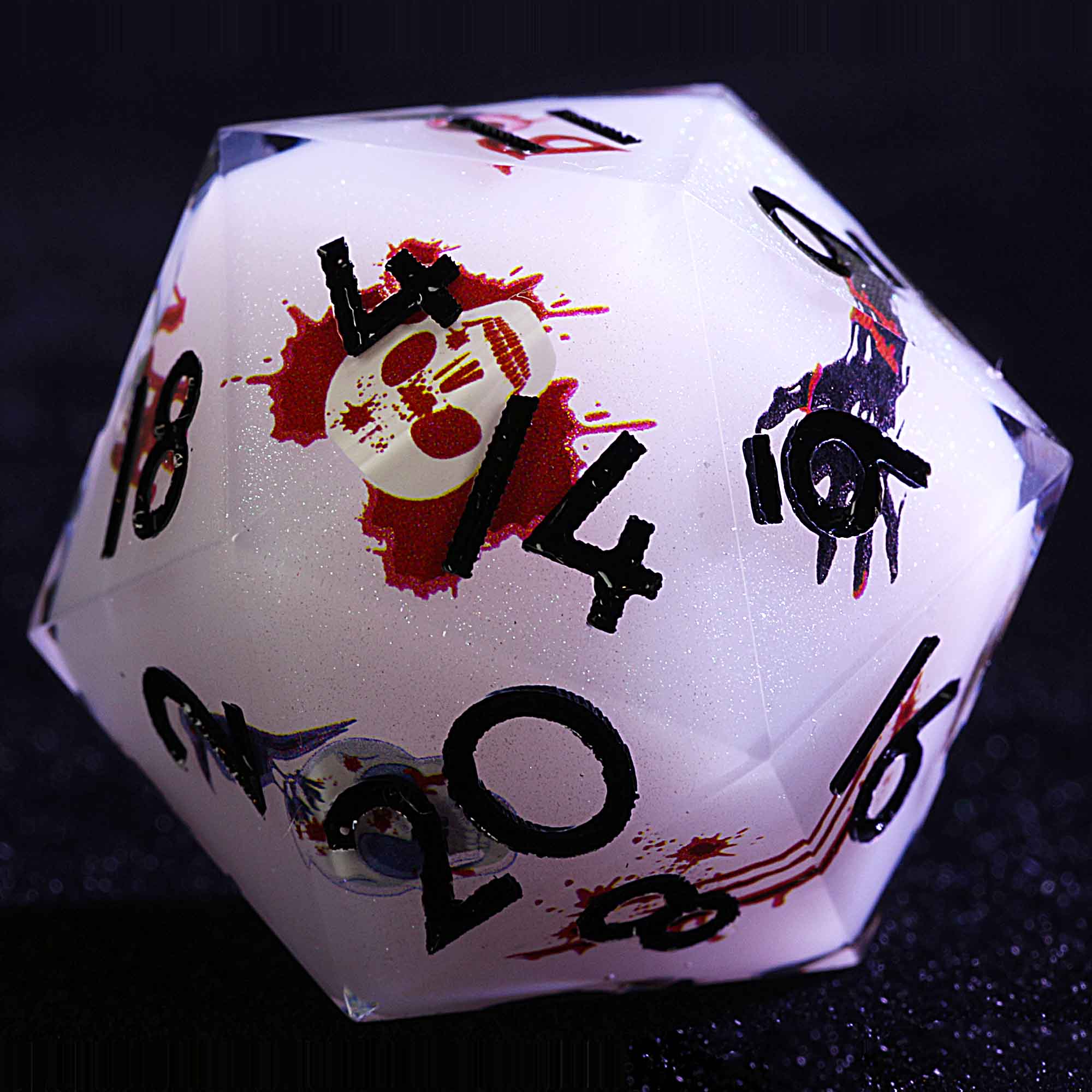 Halloween 9 Polyhedral Resin Set Dice D and D Spectral Pearl Terror - Dice of Dragons