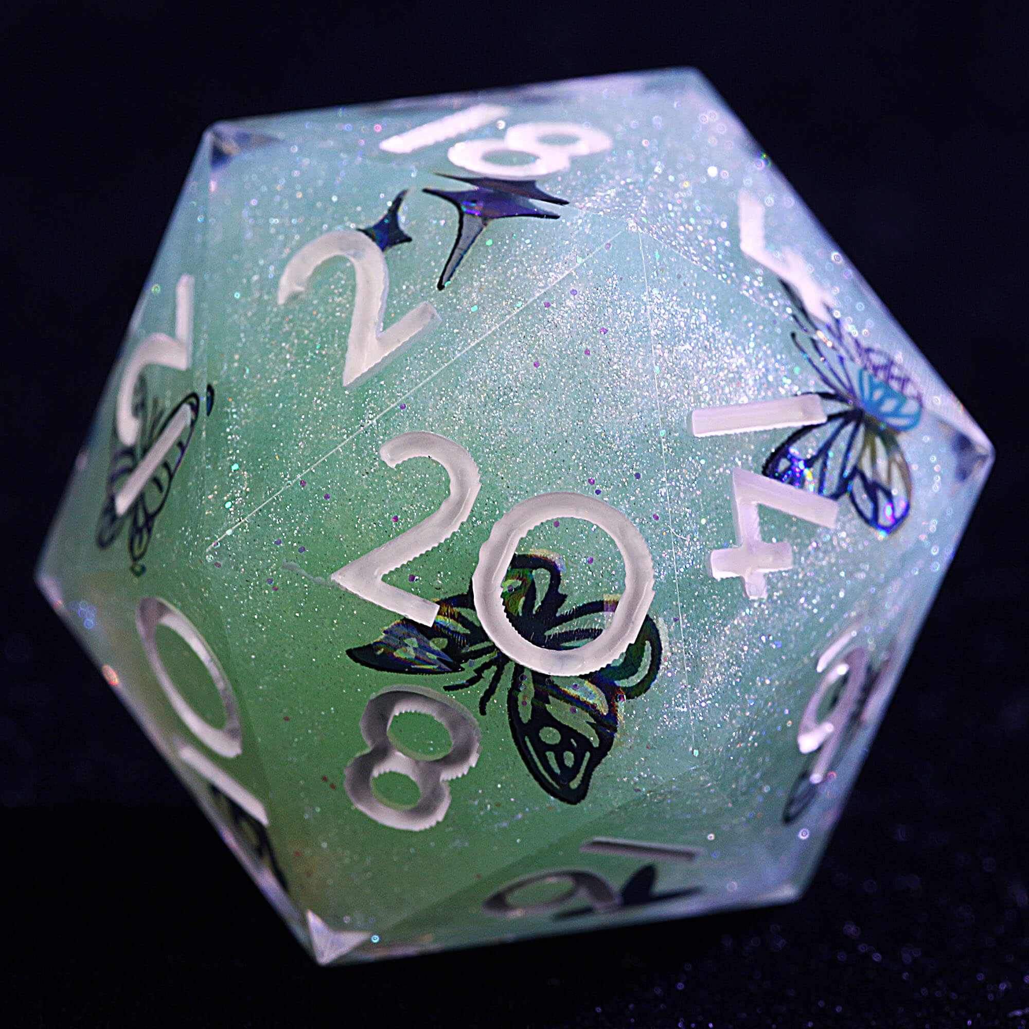 9 Polyhedral Resin Sets Dice D and D Teal Vortex Lepidoptera - Dice of Dragons