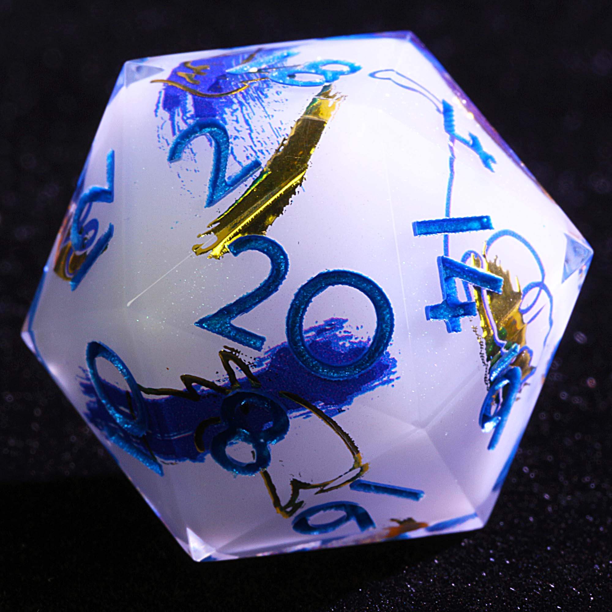9 Polyhedral Resin Sets Dice DD Ink and Gold Scroll - Dice of Dragons