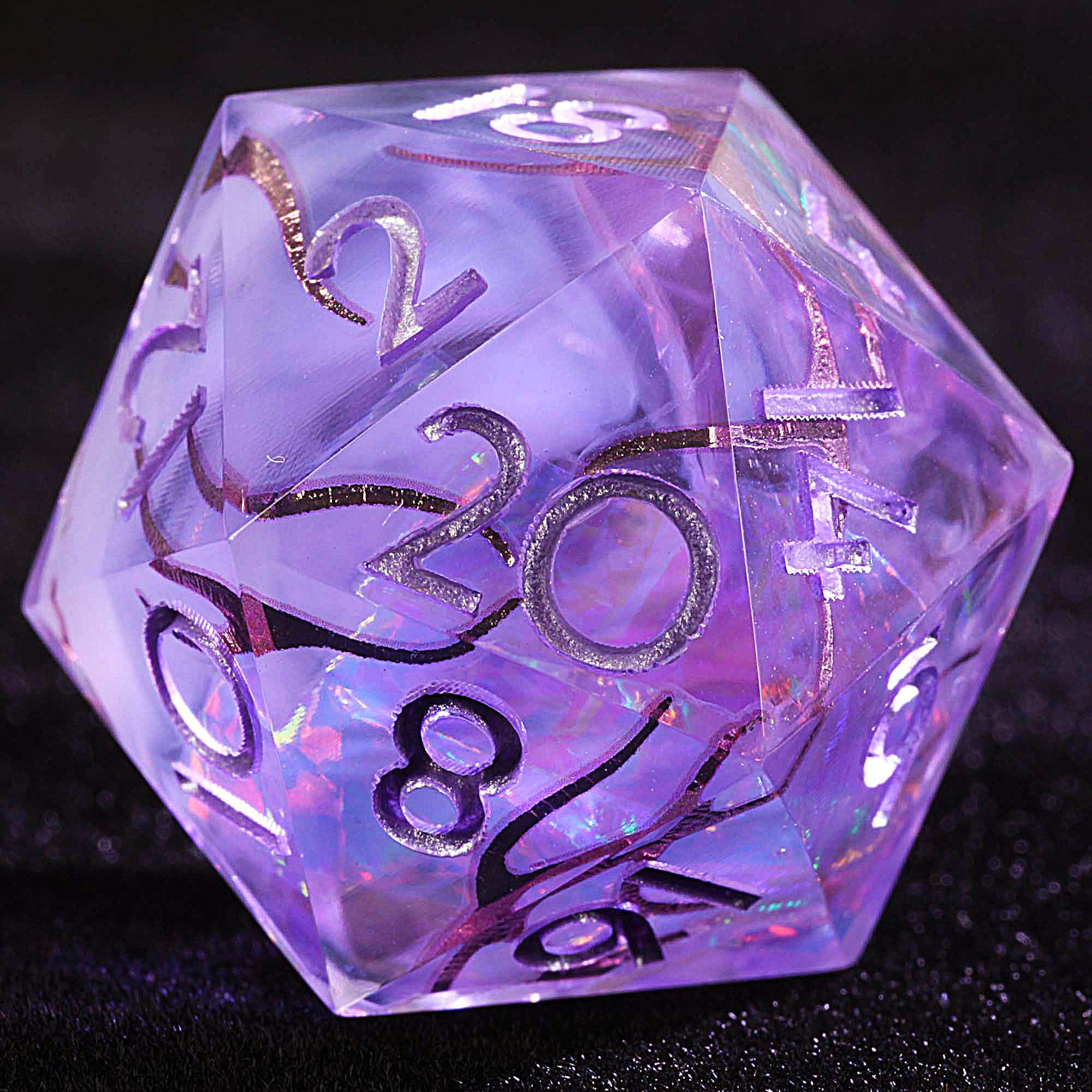 9 Polyhedral Resin Set Dice DnD Misty Purple Vein