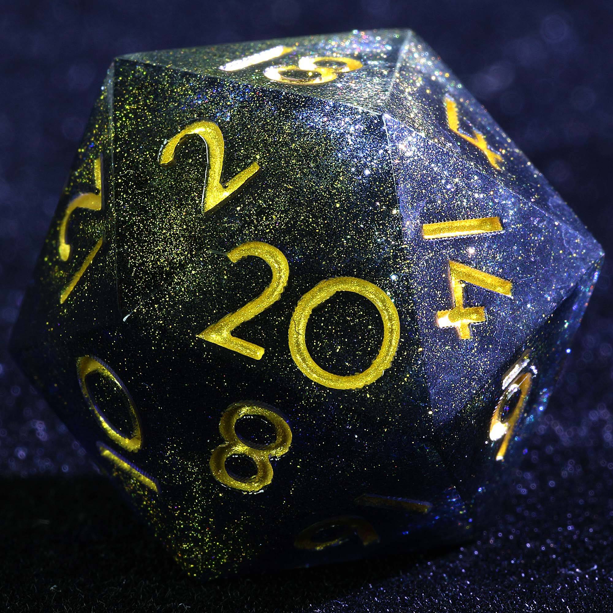 9 Polyhedral Resin Set of D and D Dice Ember Dust Abyss - Dice of Dragons