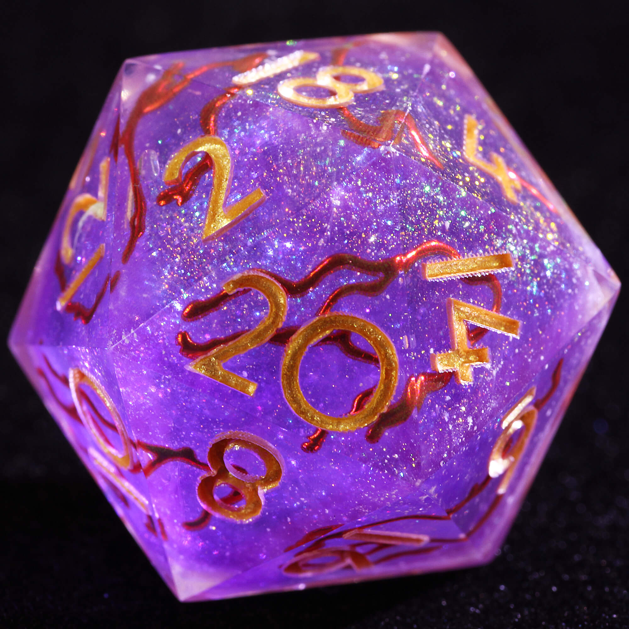 9 Polyhedral Resin Sets of Dice D&D Amethyst Gold Vein - Dice of Dragons