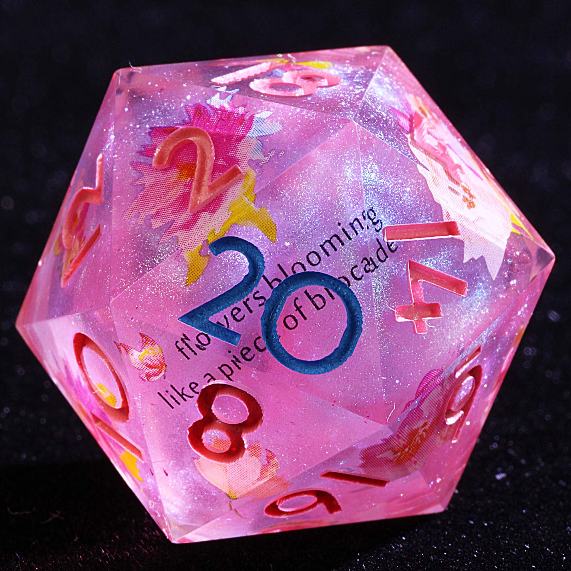 9 Polyhedral Resin Set of Dice D&D Blossom Script Mirage - Dice of Dragons