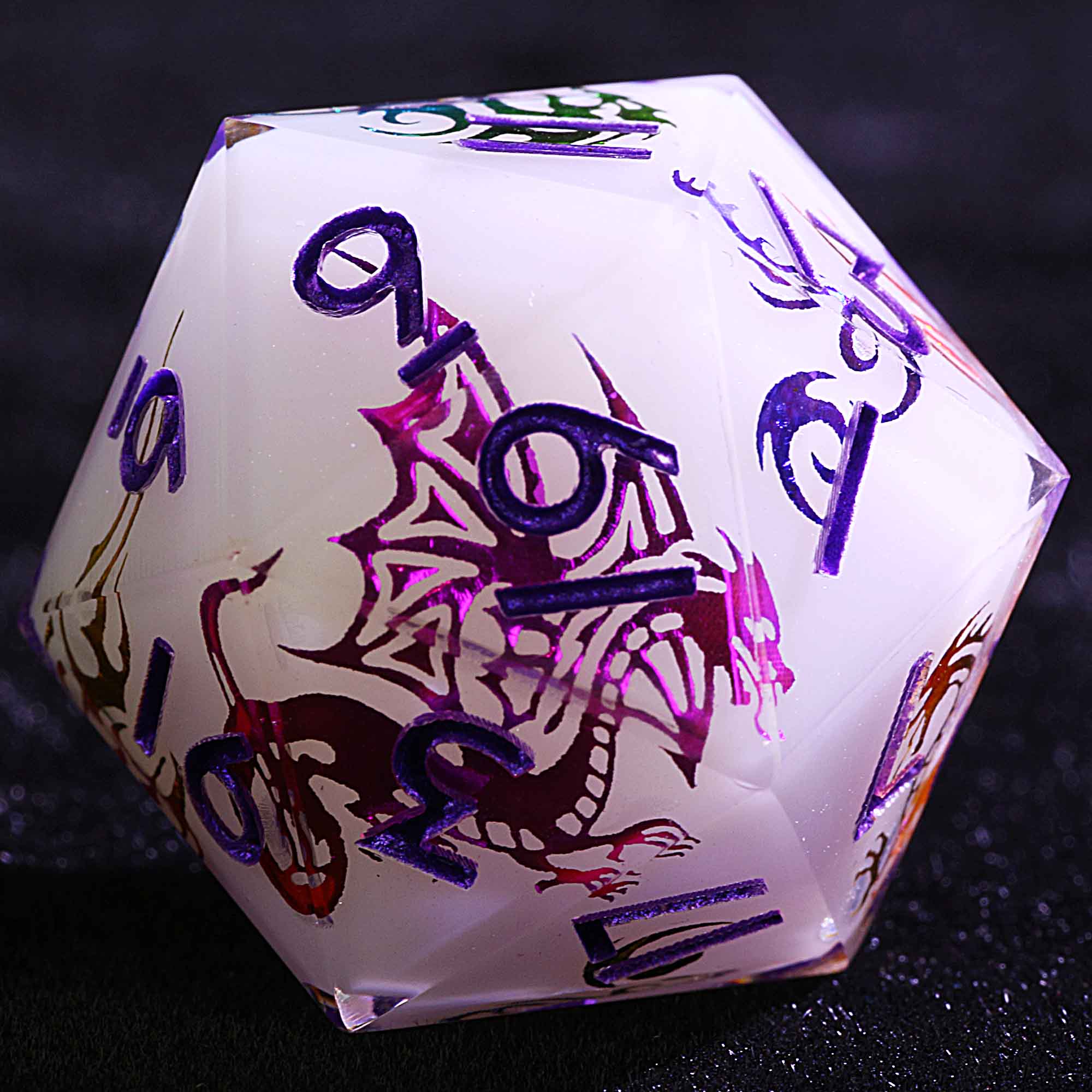 9 Polyhedral Resin Sets of D&D Dice Aurora Dragon Glyph