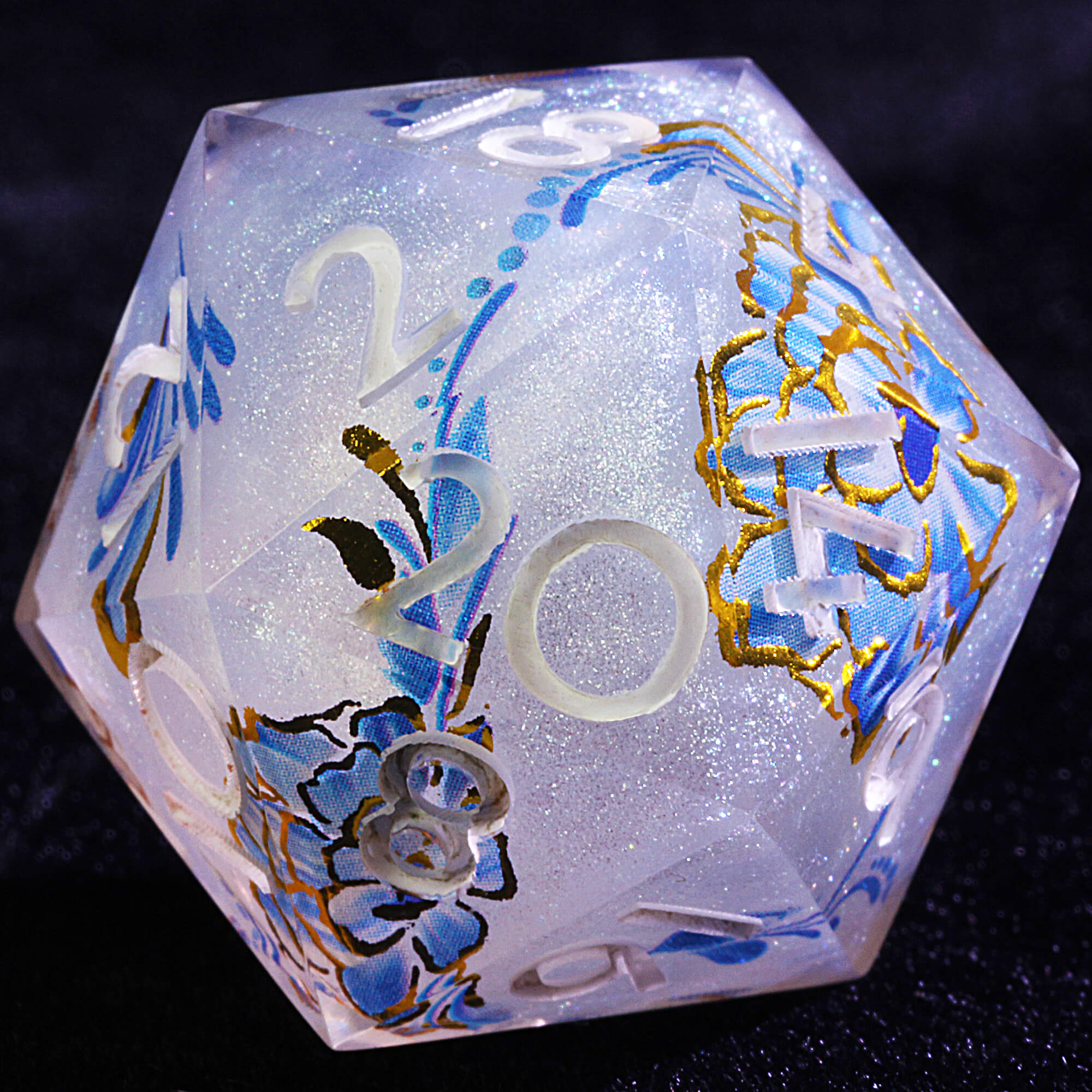 9 Polyhedral Resin Sets of D&D Dice Frost Petal