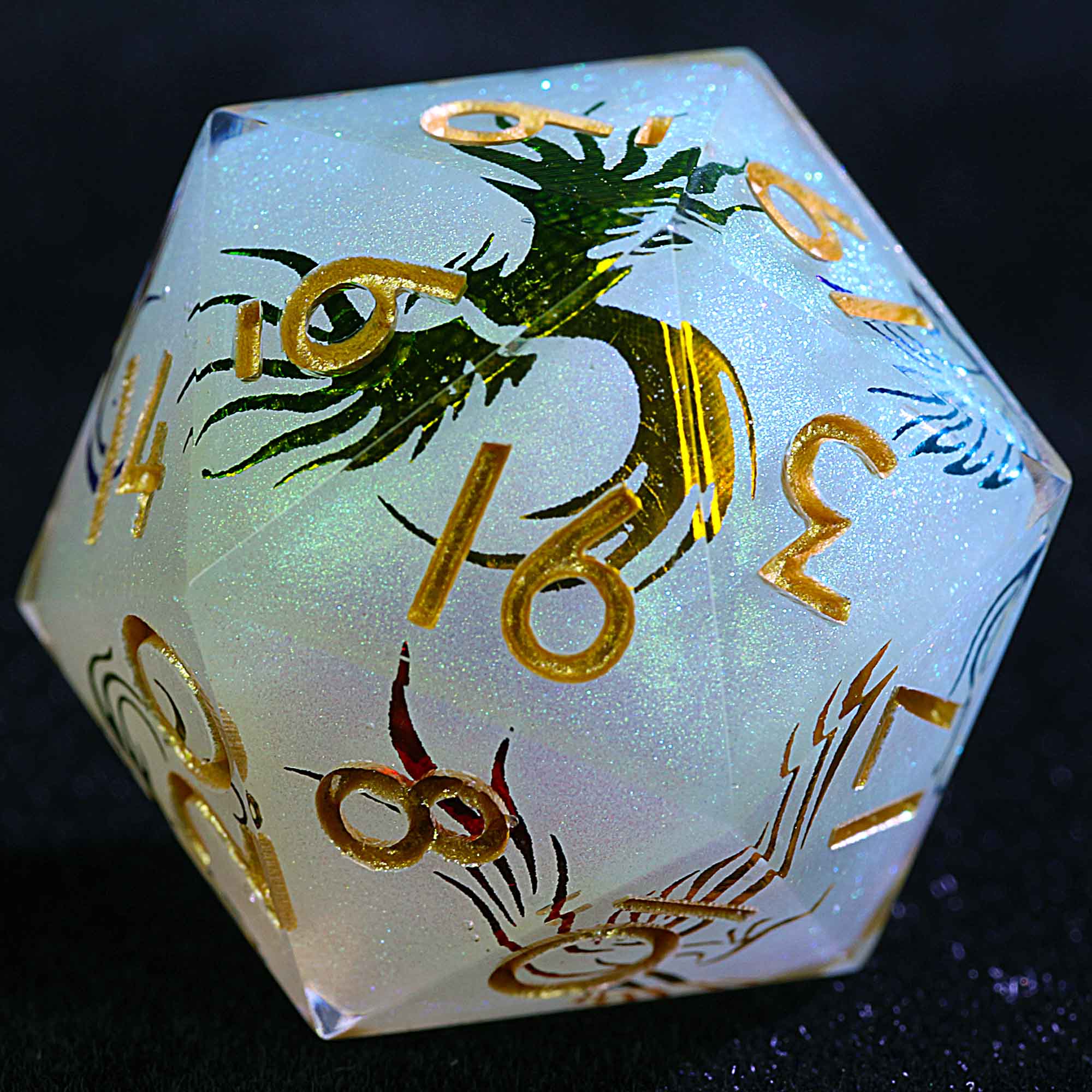 9 Polyhedral Resin Sets of DnD Dice Verdant Dragon Glyph
