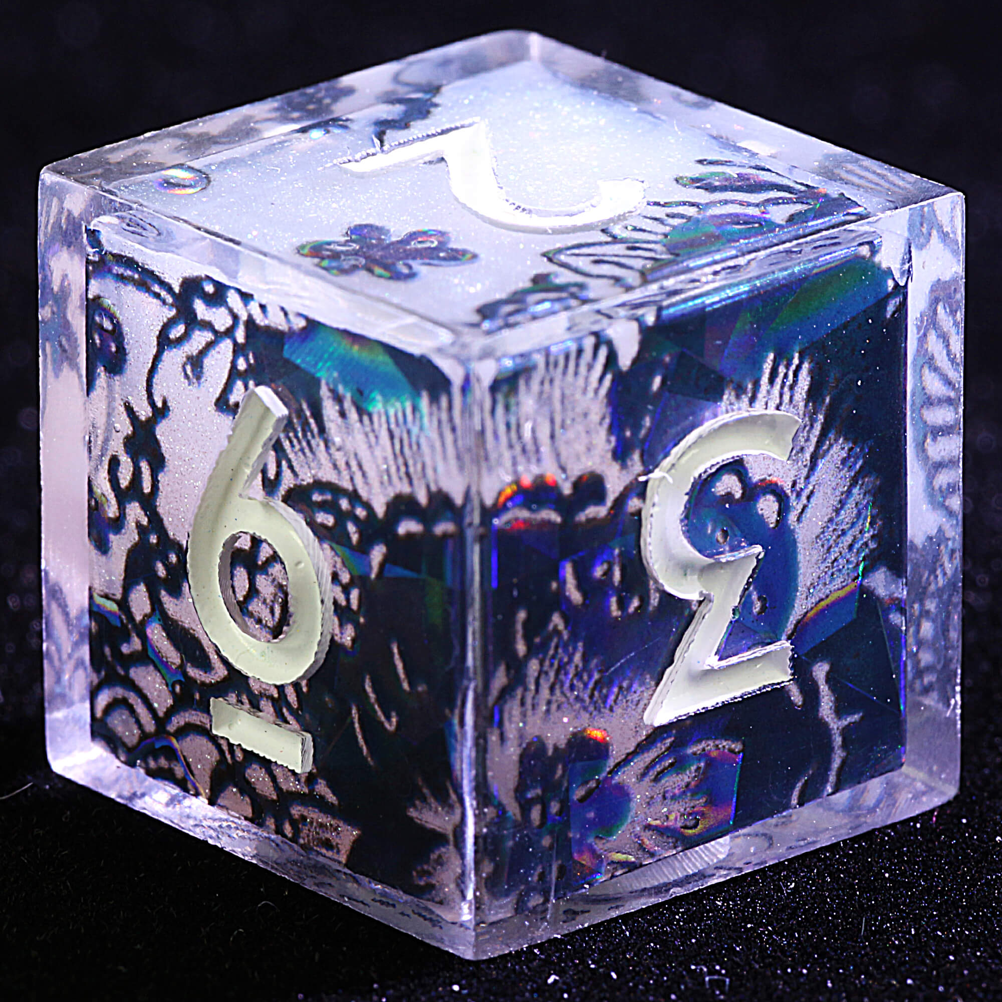 9 Polyhedral Resin Set DD Dice Black Lace - Dice of Dragons