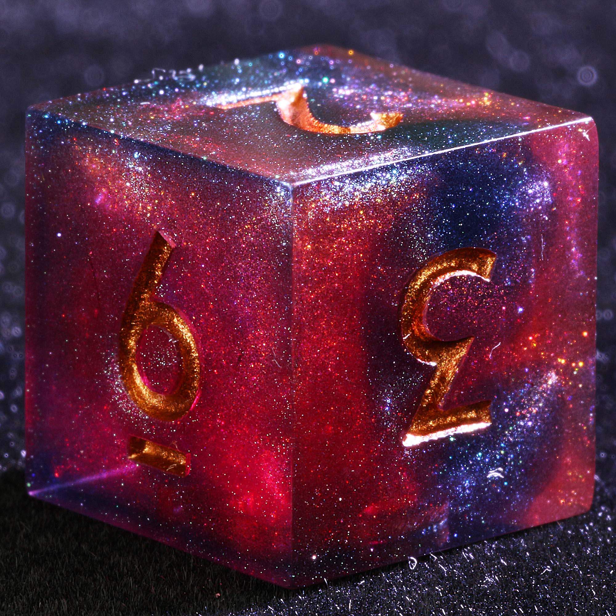9 Polyhedral Resin Set Dice D and D Abyssal Aurora Blood Oath - Dice of Dragons