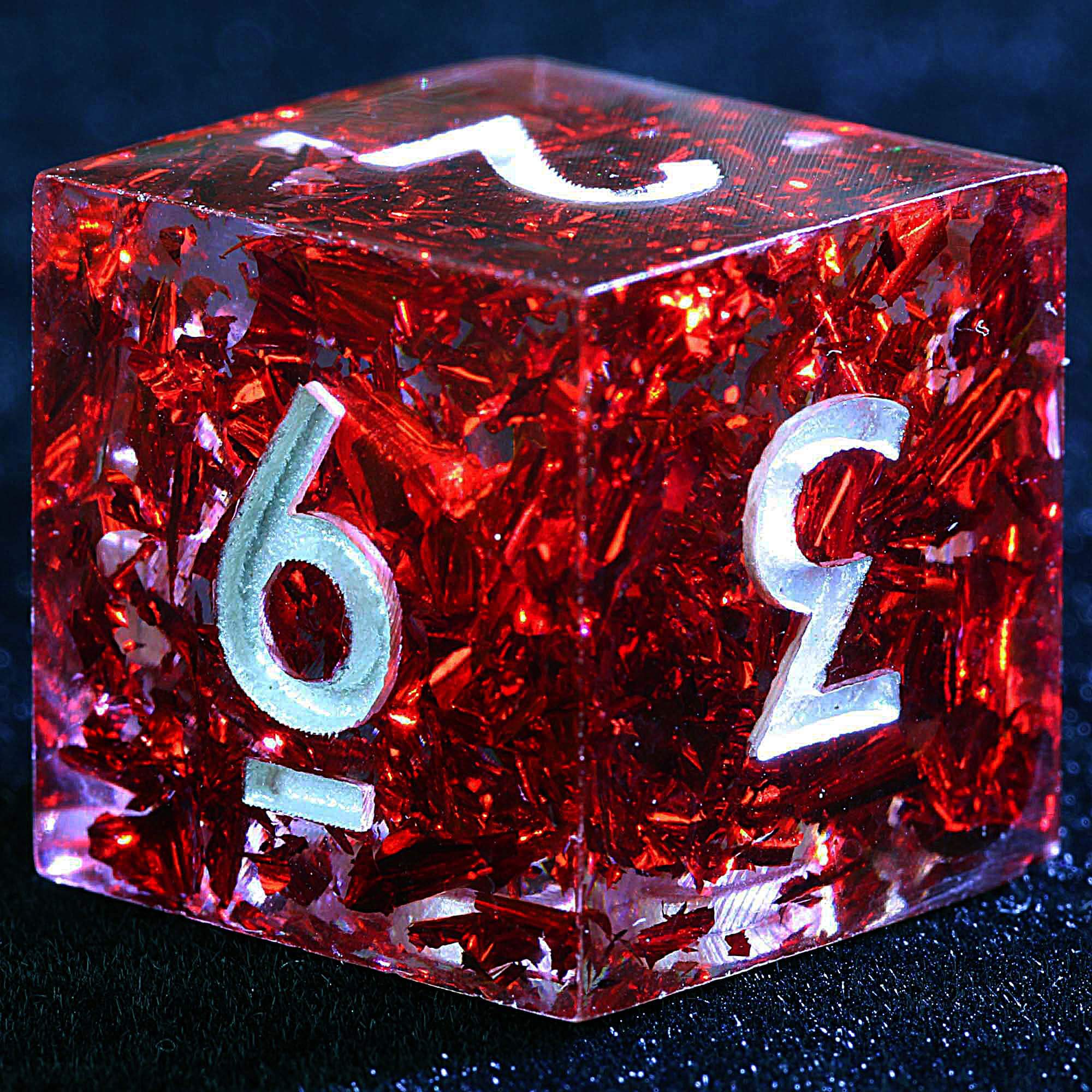 9 Polyhedral Resin Set Dice D and D Deep Crimson Foil
